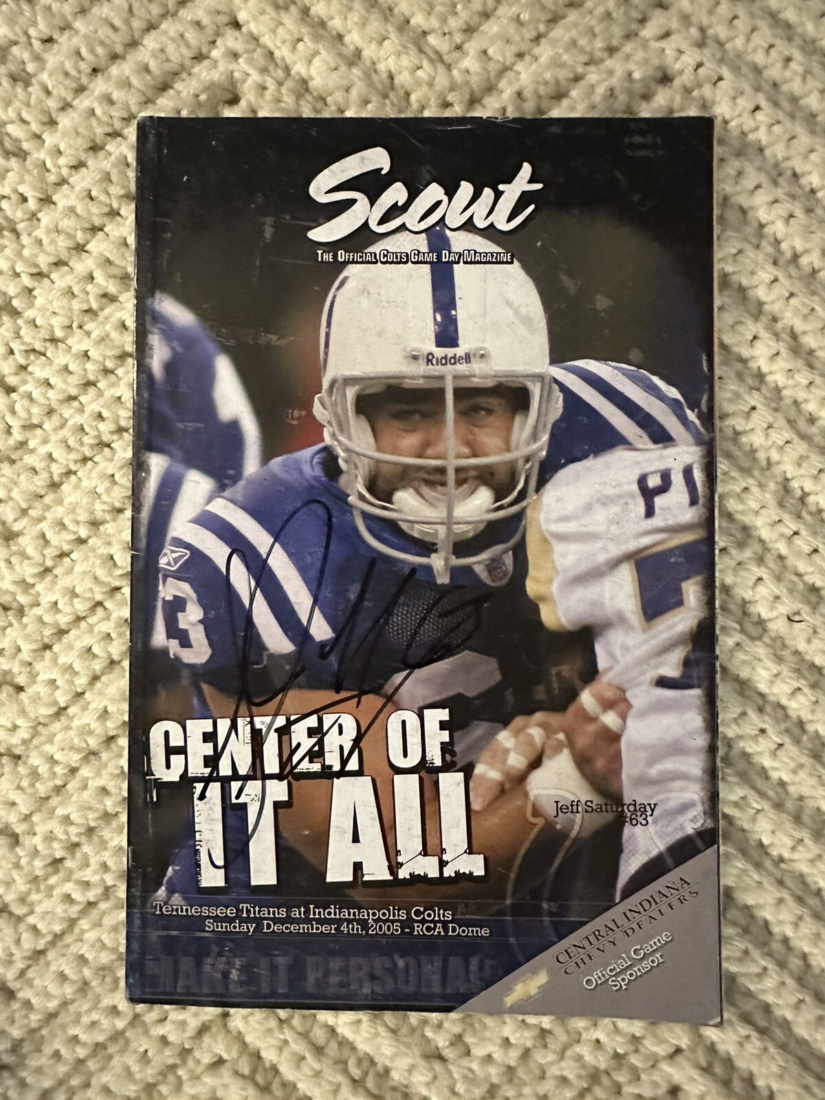 Jeff Saturday Signed Indianapolis Colts Scout Program Magazine
