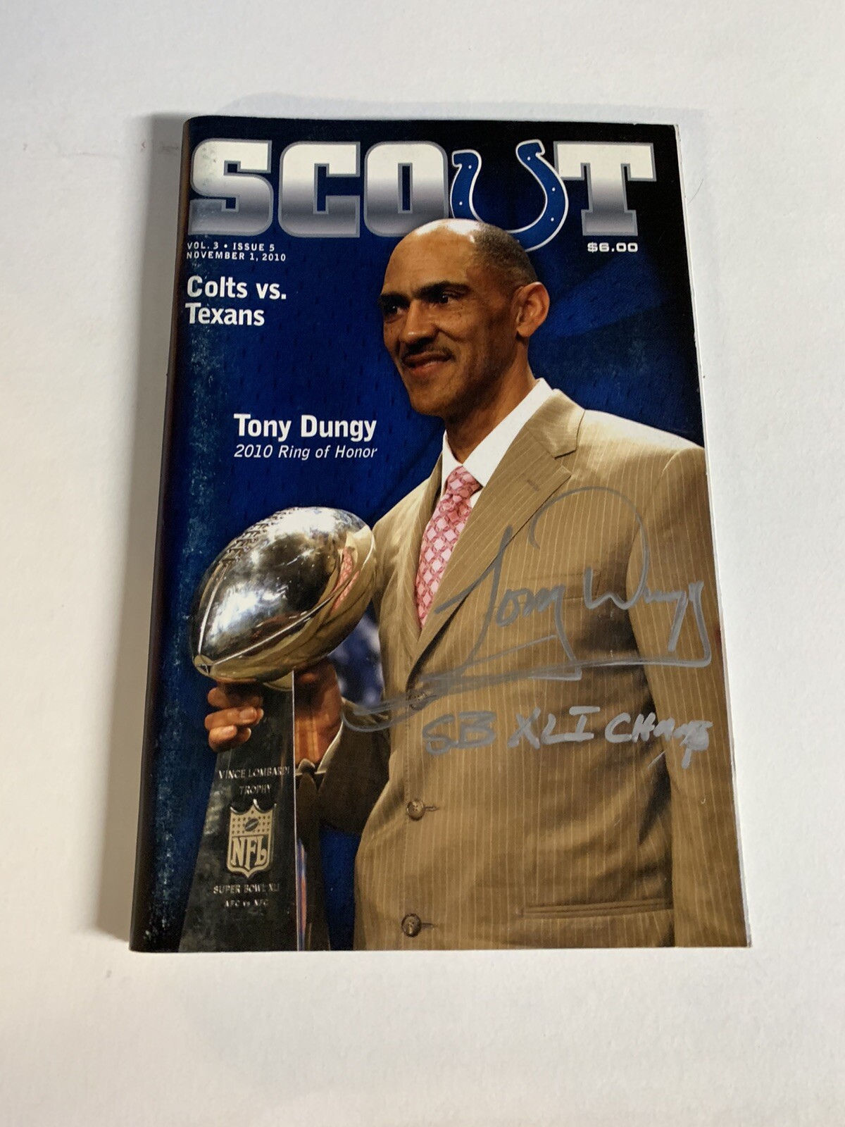 Tony Dungy Signed Indianapolis Colts Scout Program Magazine
