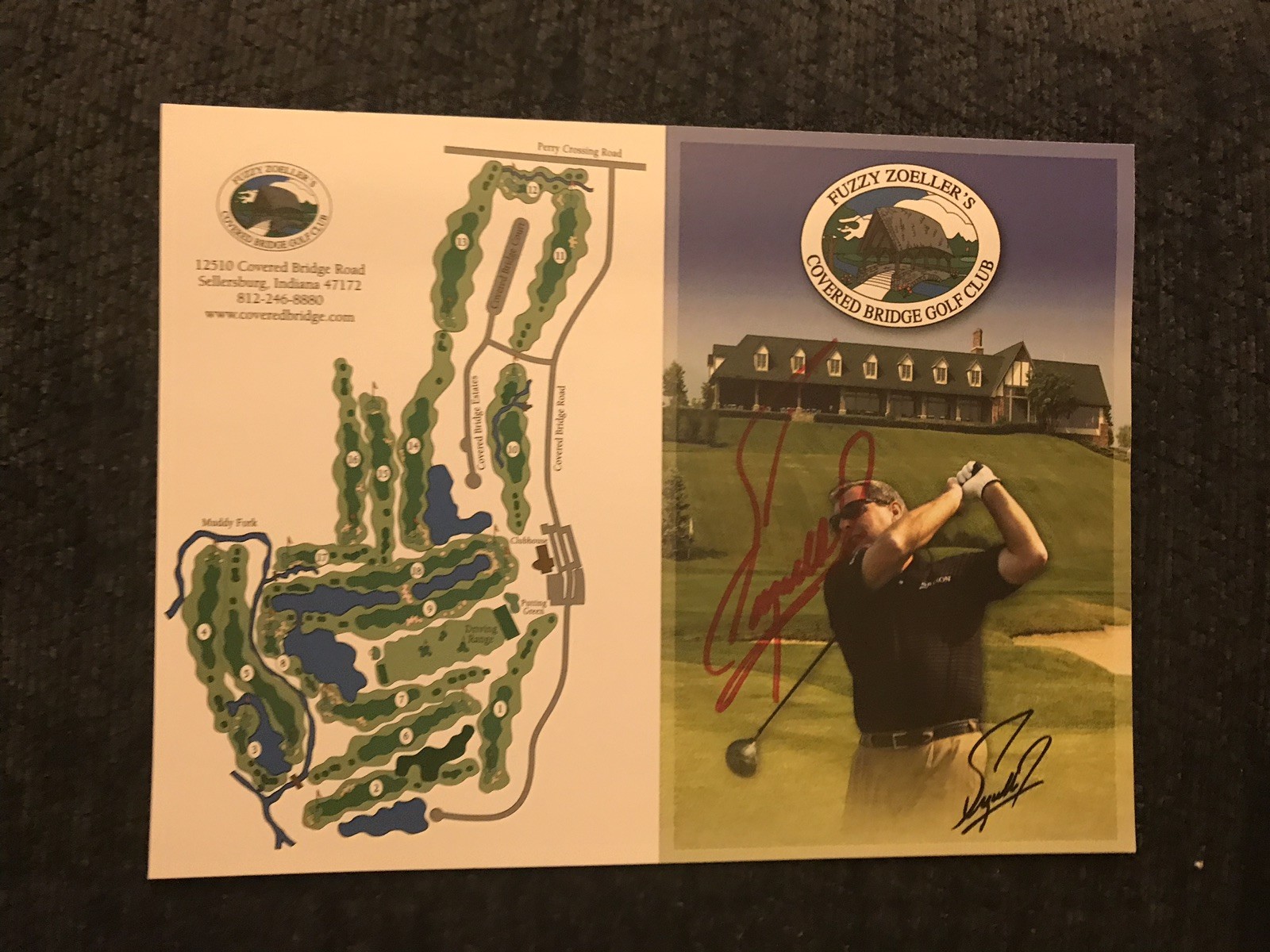 Fuzzy Zoeller Signed Covered Bridge Scorecard Autographed PGA Golf Legend
