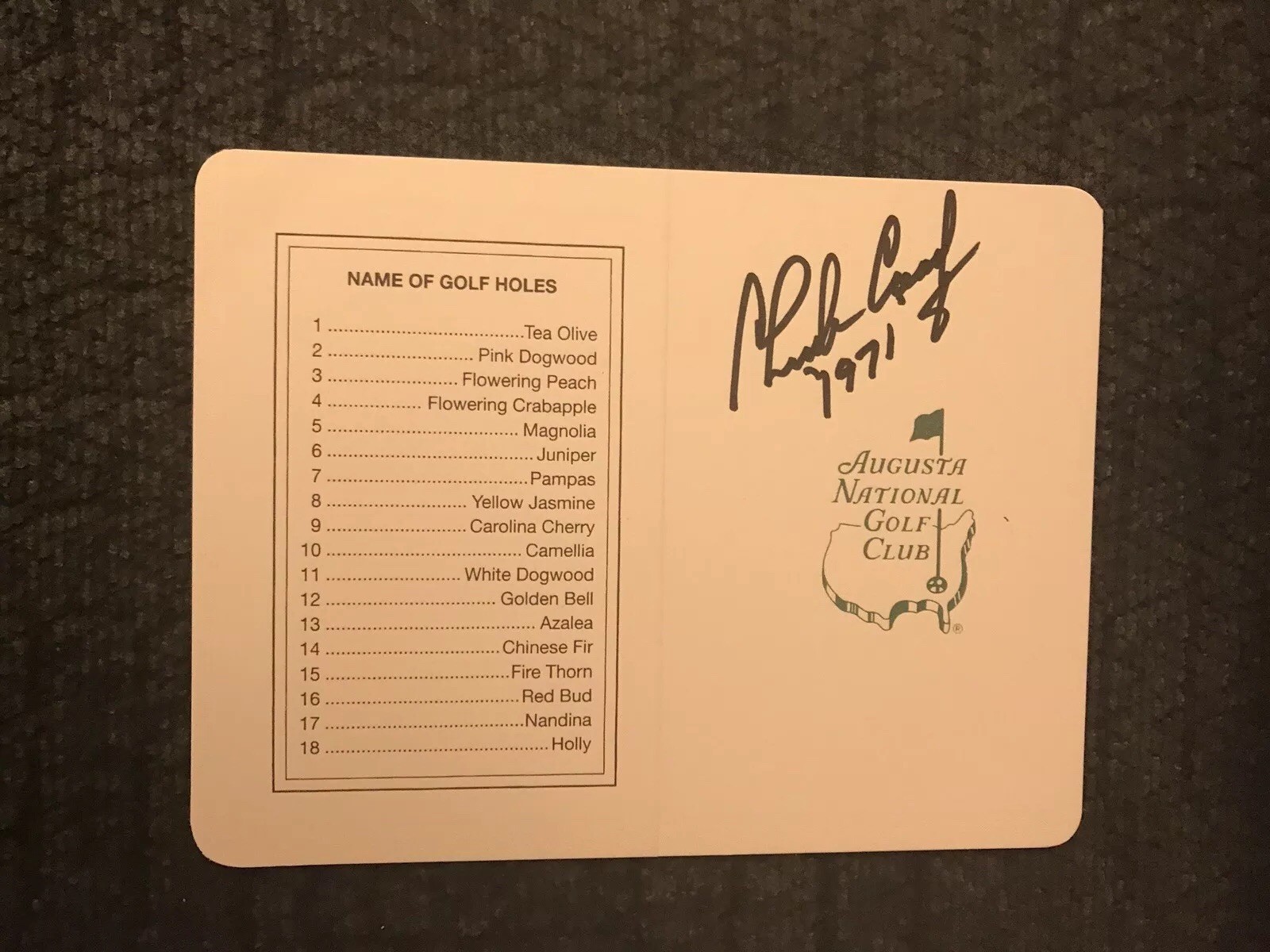 Charles Coody Signed Masters Scorecard Autographed PGA Golf Legend
