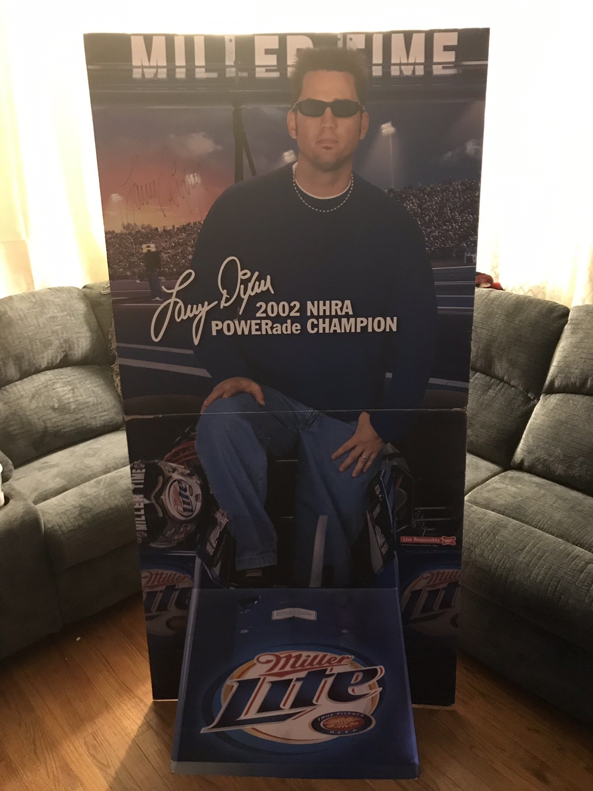 Larry Dixon Signed Life-Size Standee Autographed NHRA Large Advertisement
