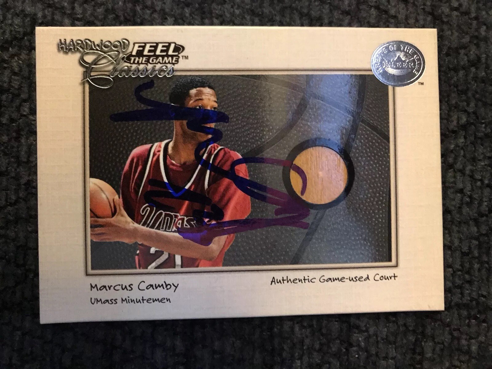 Marcus Camby Signed Basketball Trading Card Greats Of The Game Creased Lightly
