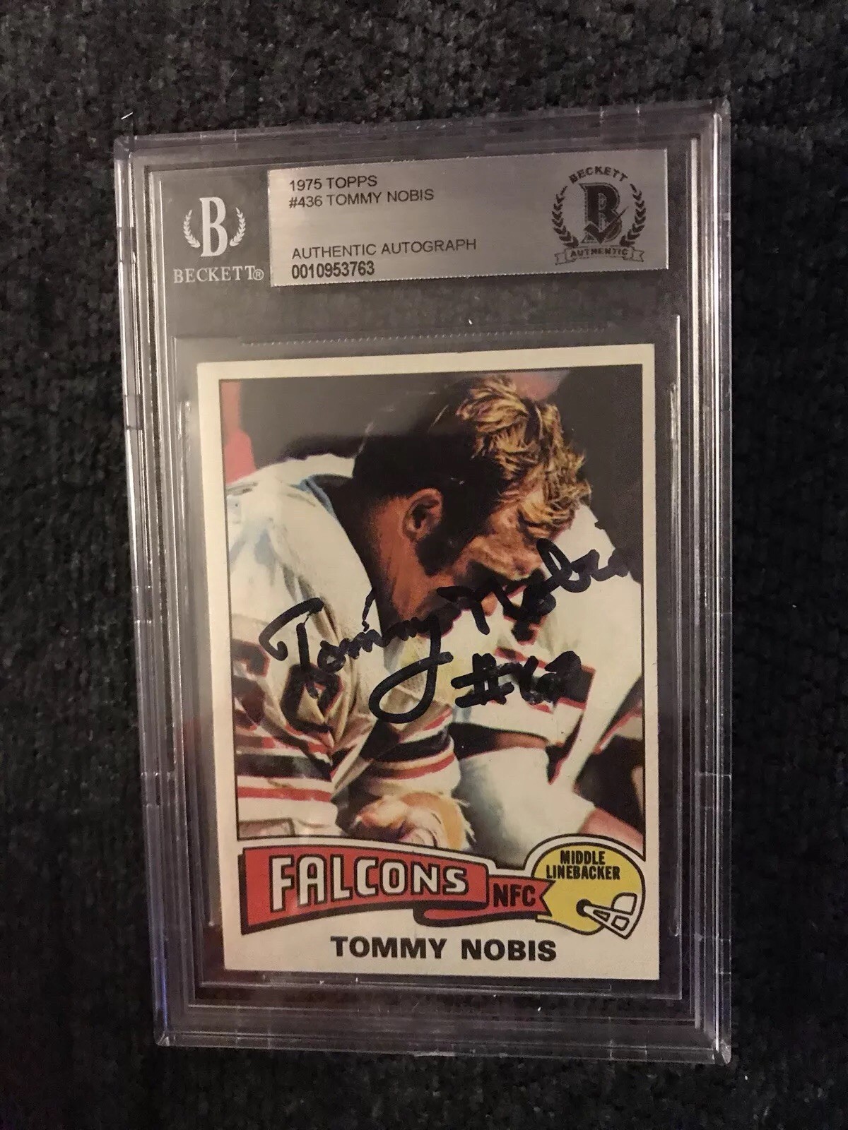 Tommy Nobis 1975 Topps #436 BAS Beckett Authenticated Card Autographed Signed
