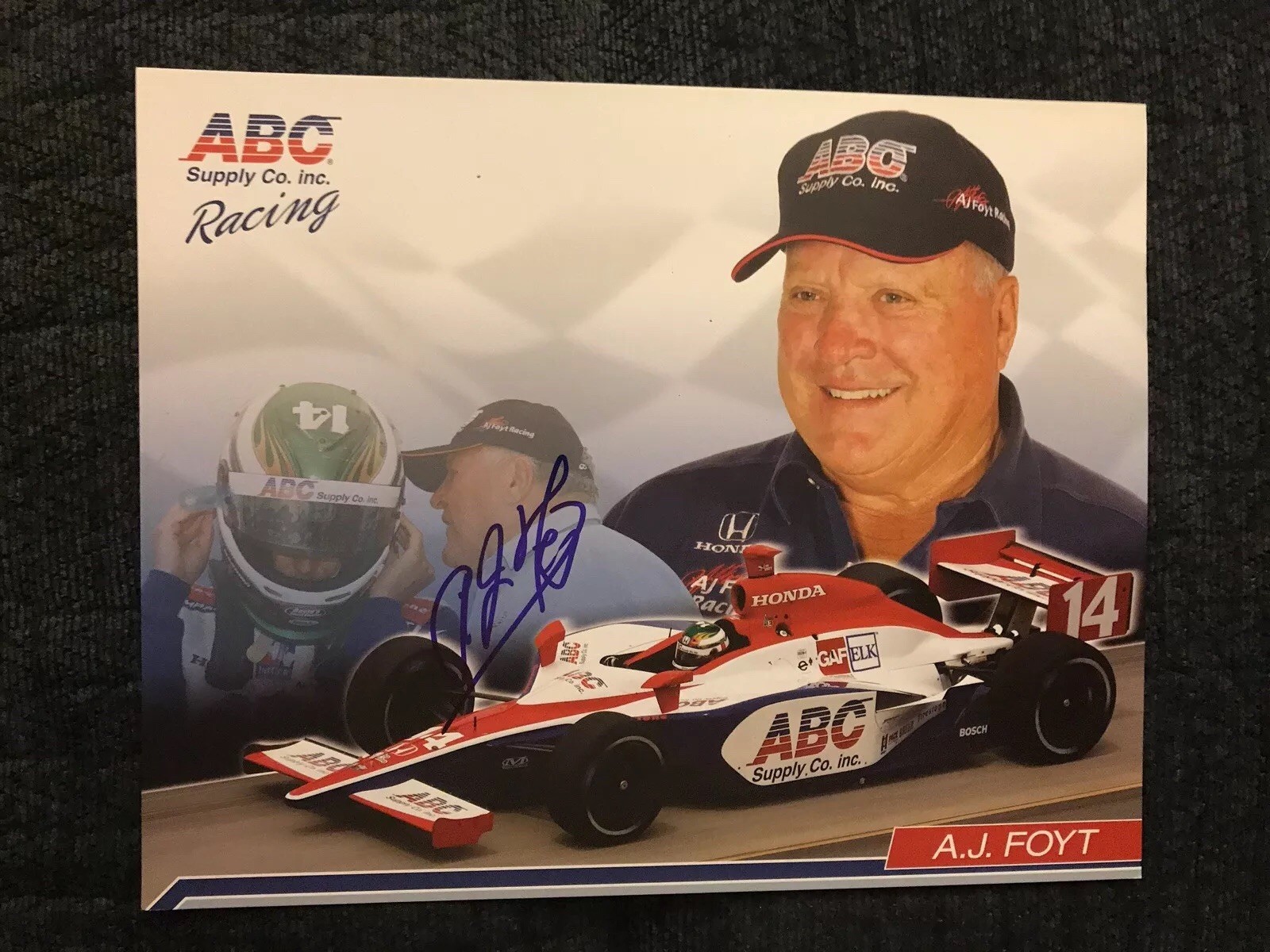 A J Foyt Signed Indianapolis 500 Promo Card Indy Car Autographed

