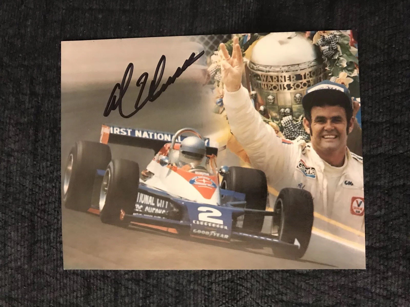 Al Unser Vintage Signed Indianapolis Indy 500 Oversized Post Card Autographed
