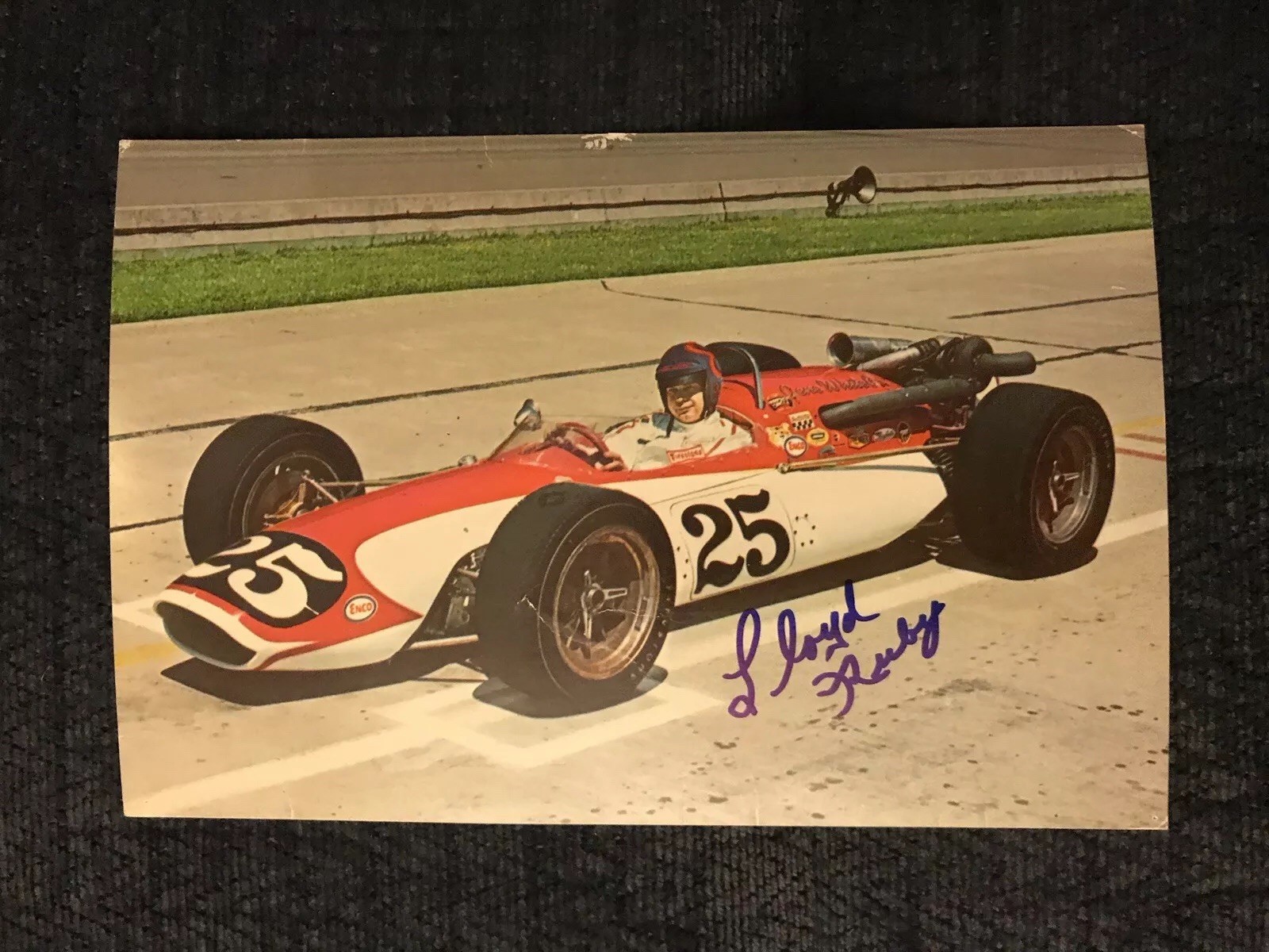 Lloyd Ruby Vintage Signed Indianapolis Indy 500 Oversized Post Card Autographed
