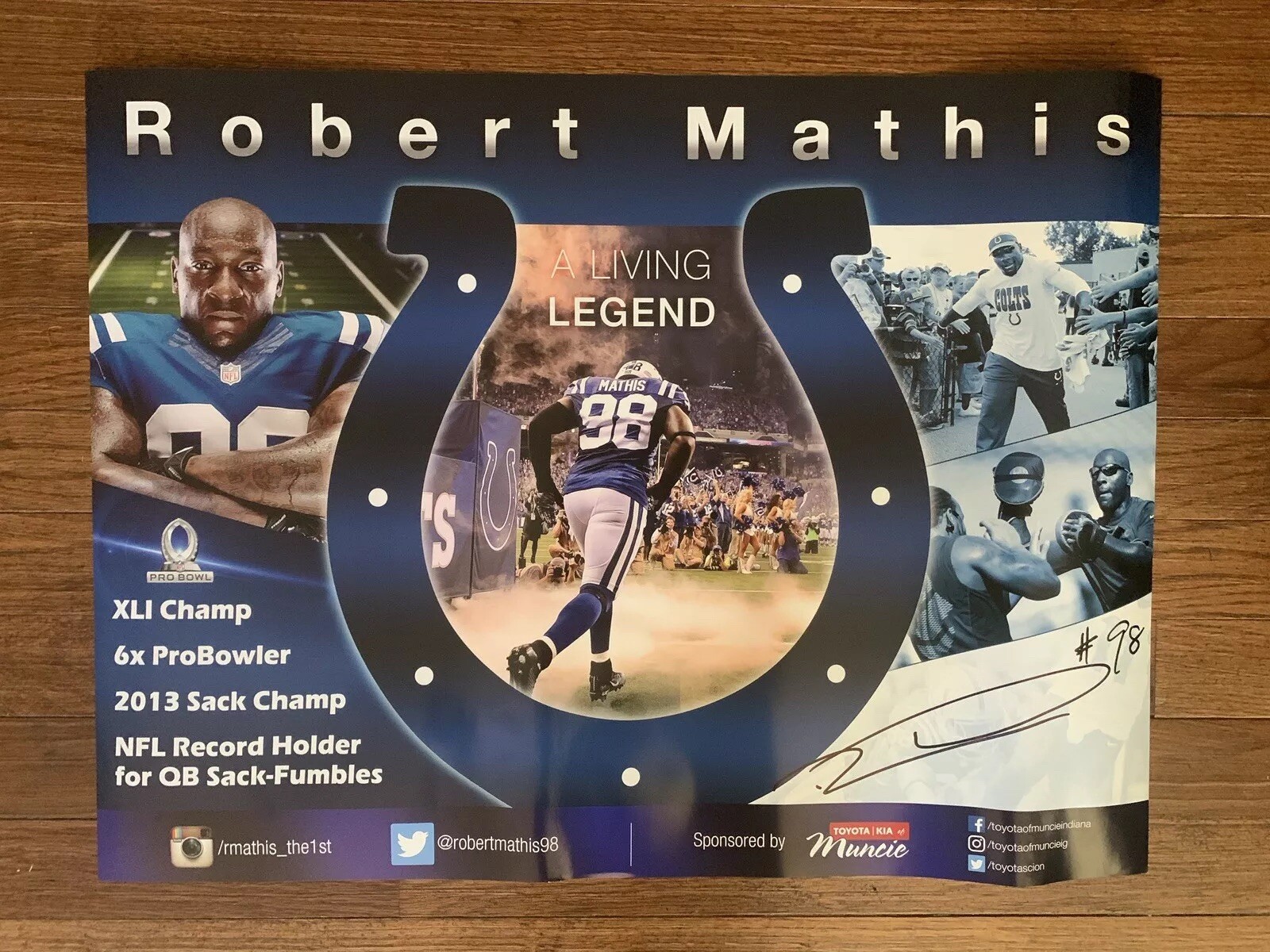 Robert Mathis Poster Indianapolis Colts Team Poster Signed In Person Autographed
