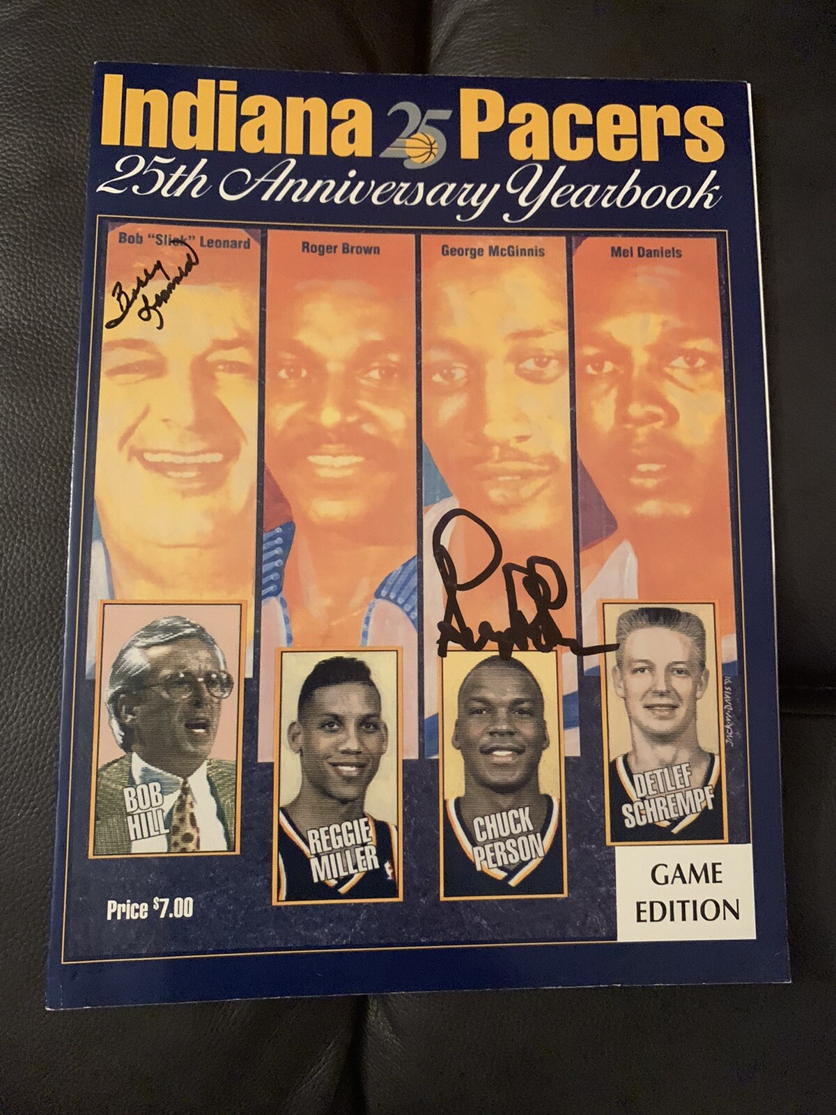 George Mcginnis & Bobby Leonard Signed Indiana Pacers Program Magazine
