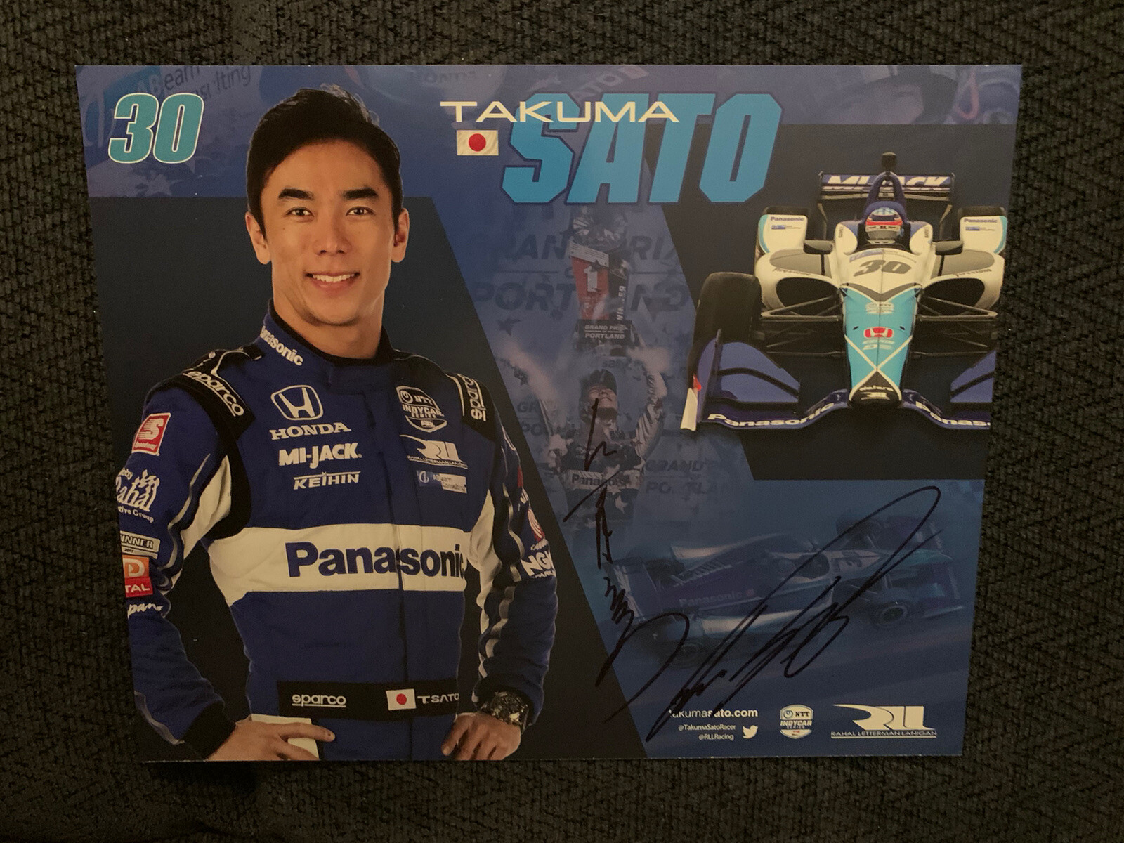 Takuma Sato 2019 Indy Car Indianapolis 500 Promo Card Autographed In Japanese!!!
