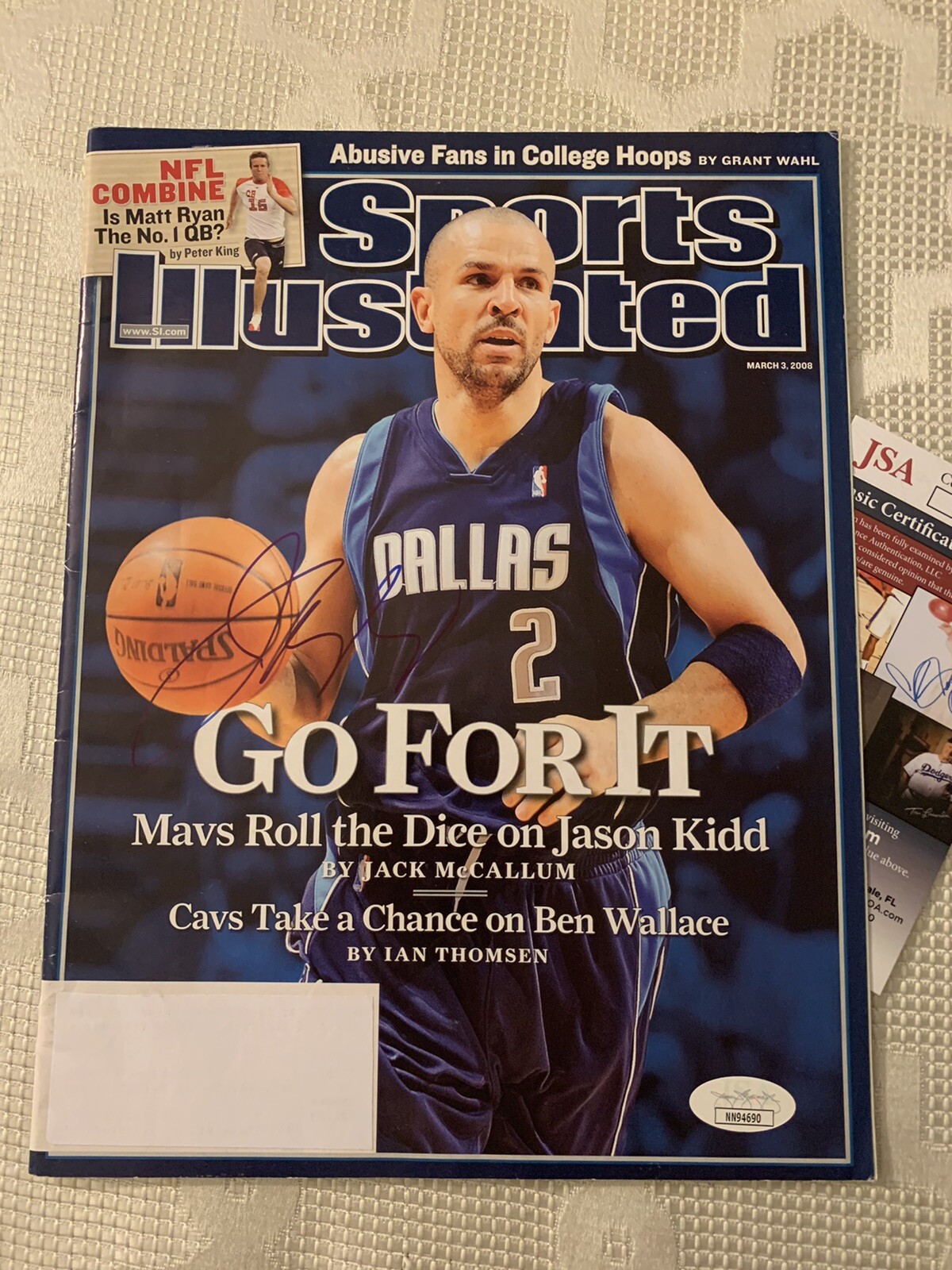 Jason Kidd Signed autographed Sports Illustrated Magazine JSA Authentication COA
