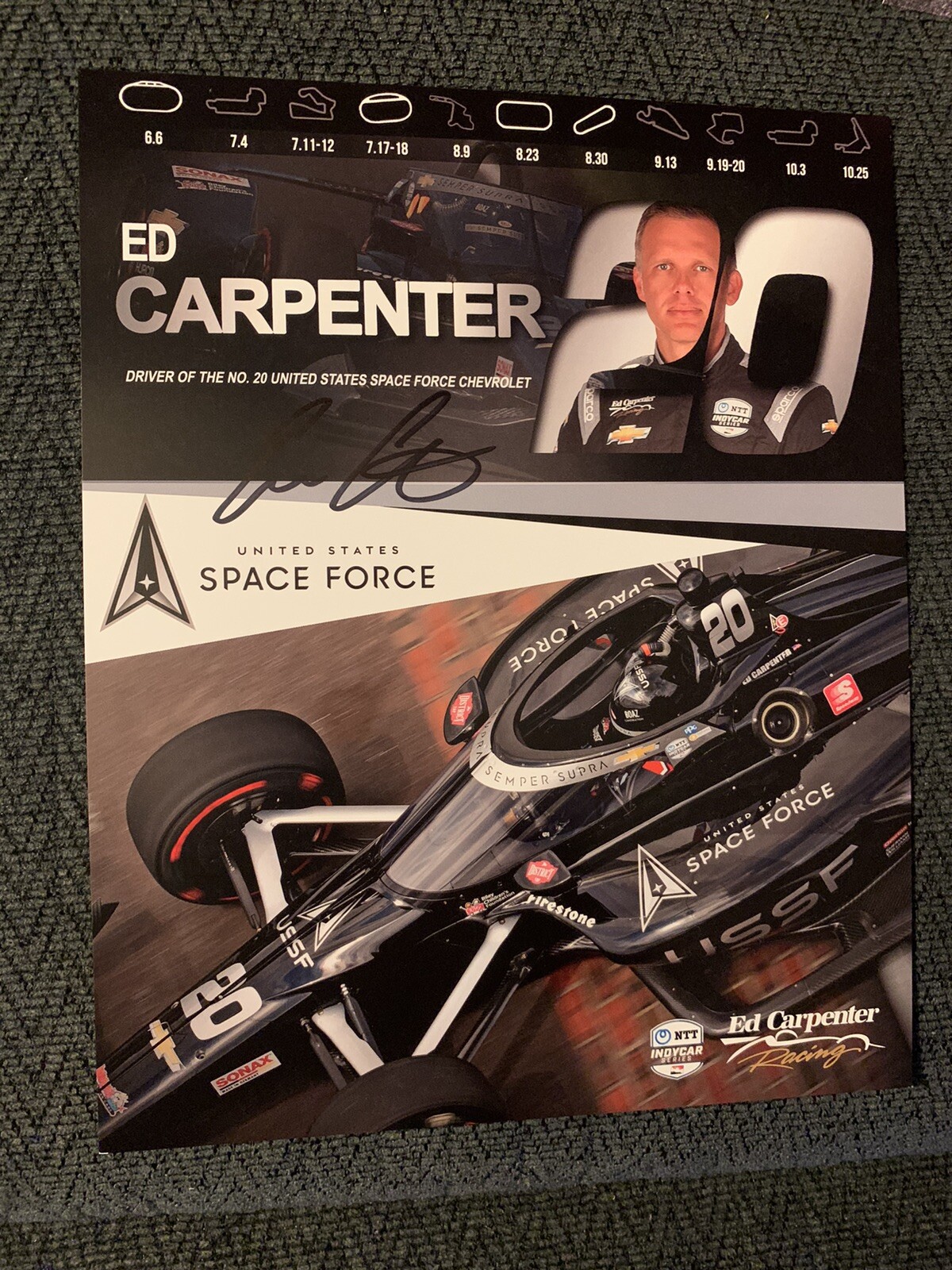 Ed Carpenter Indianapolis Indy 500 Signed Car Promo Card 2020 Space Force
