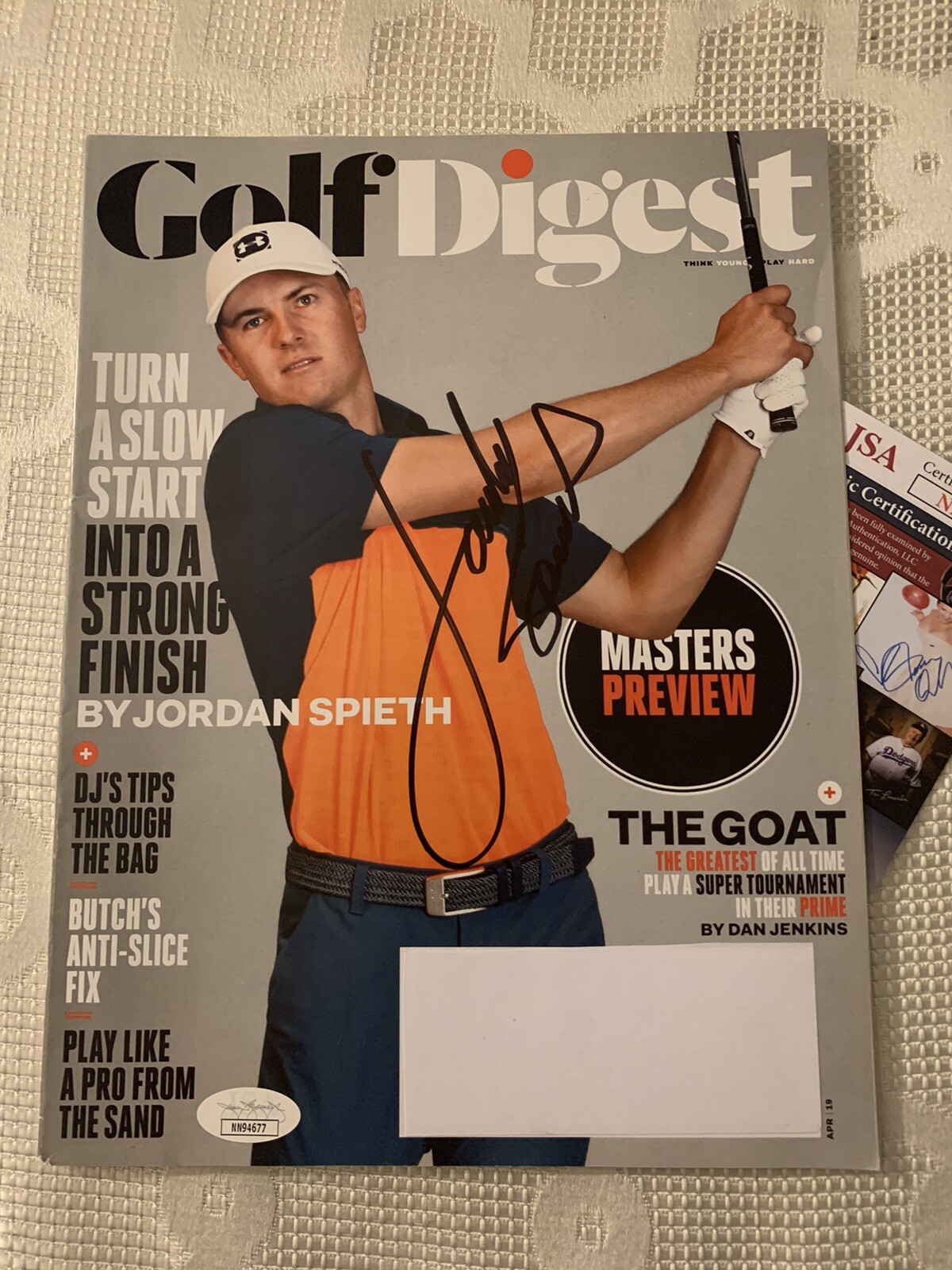 Jordan Spieth Autographed Magazine Signed PGA Golf Digest JSA Authentication COA
