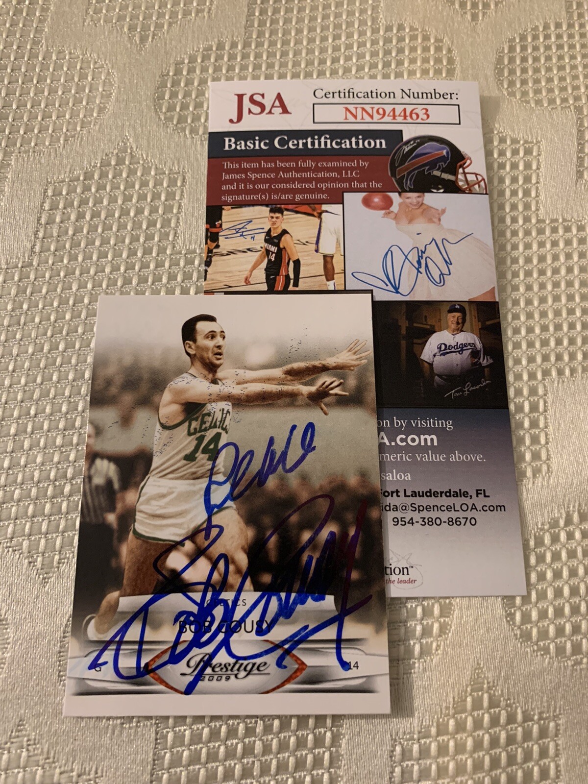 Bob Cousy Signed Trading Card HOF JSA Authenticated COA Boston Celtics
