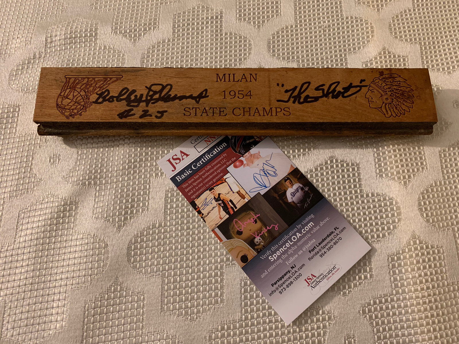 1954 MILAN BOBBY PLUMP SIGNED ORIGINAL WOOD FLOOR STENCIL JSA AUTHENTICATION COA COLLECTIBLE MEMORABILIA