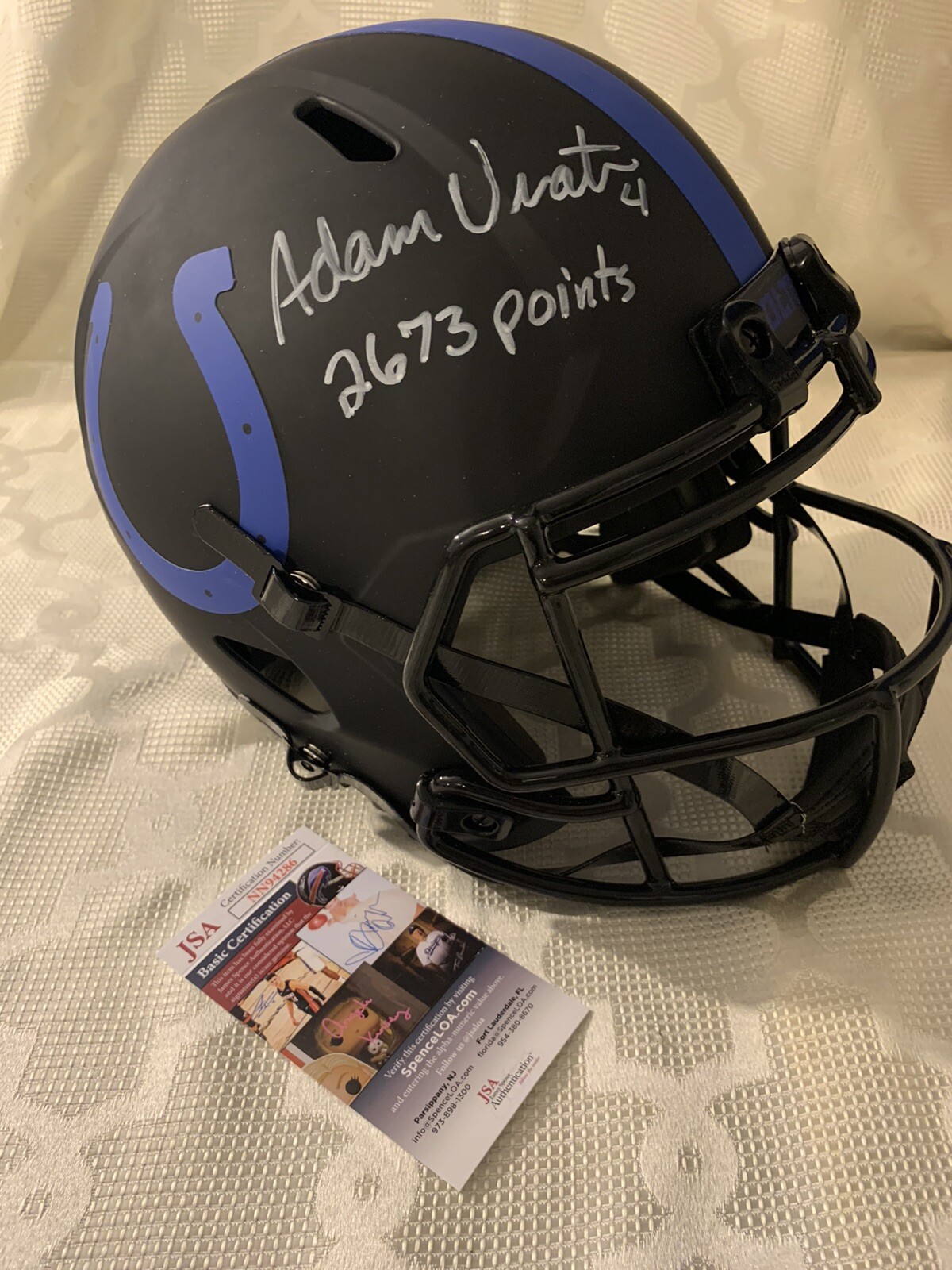 Adam Vinatieri Signed Full Size Helmet Patriots Colts F/S JSA Authentication COA
