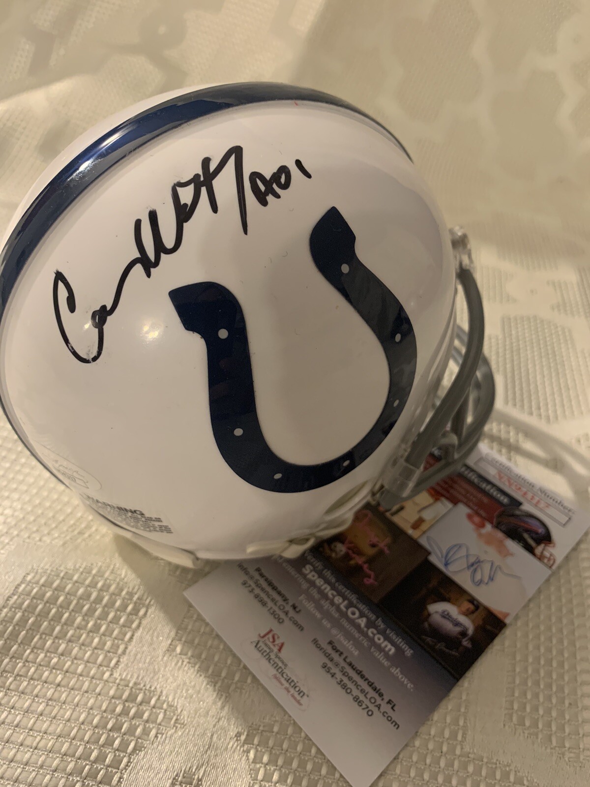 Carson Wentz Signed Indianapolis Colts Mini Helmet JSA Authentication COA
