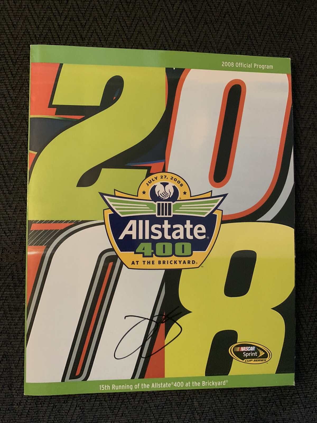 2008 Brickyard 400 Program Signed By Winner Jimmie Johnson Autographed Nascar
