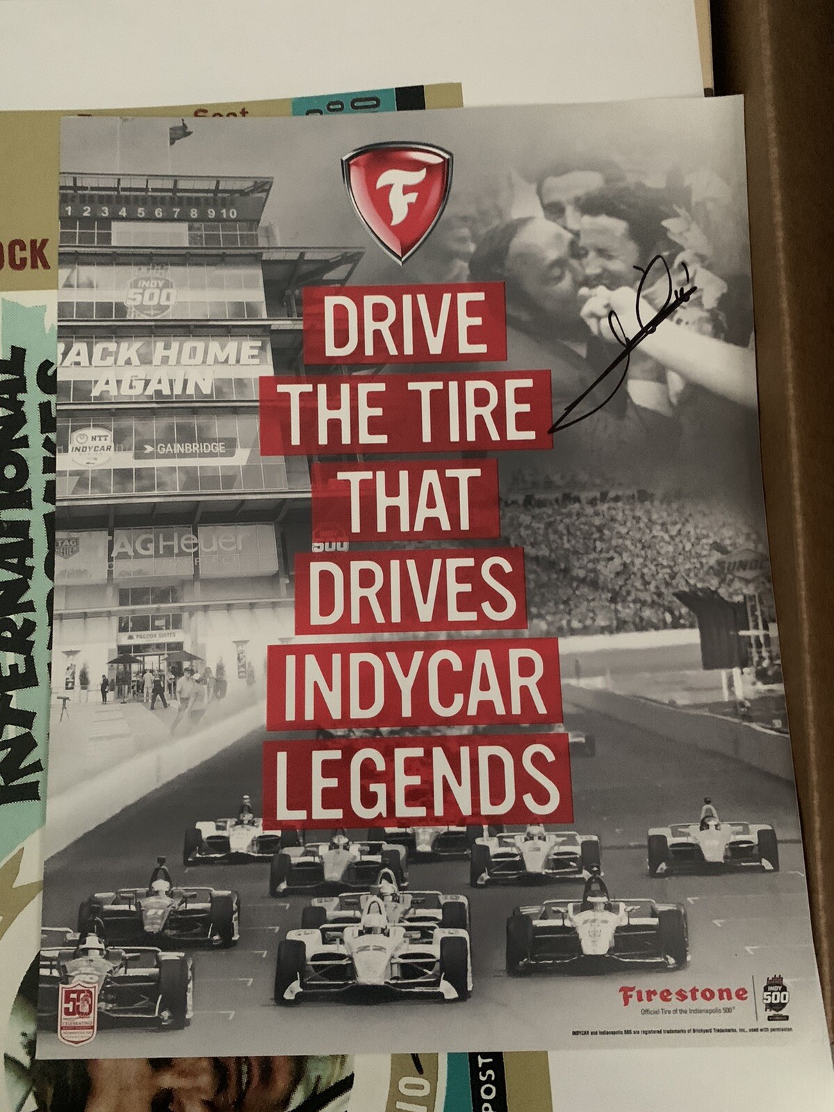 2019 INDY 500 STARTING FIELD LINEUP INDIANAPOLIS SIGNED MARIO ANDRETTI FIRESTONE COLLECTIBLE MEMORABILIA