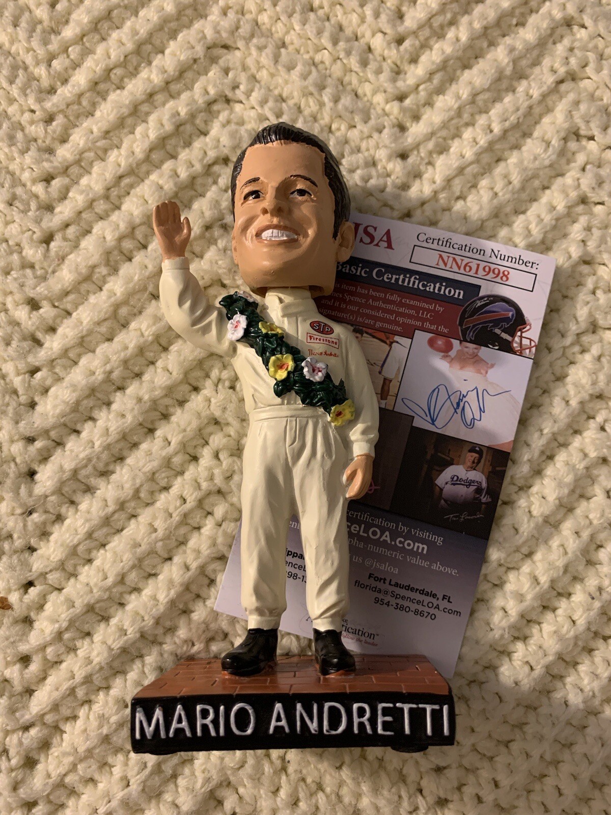 2019 Indianapolis 500 Signed Mario Andretti Bobblehead JSA Authenticated COA

