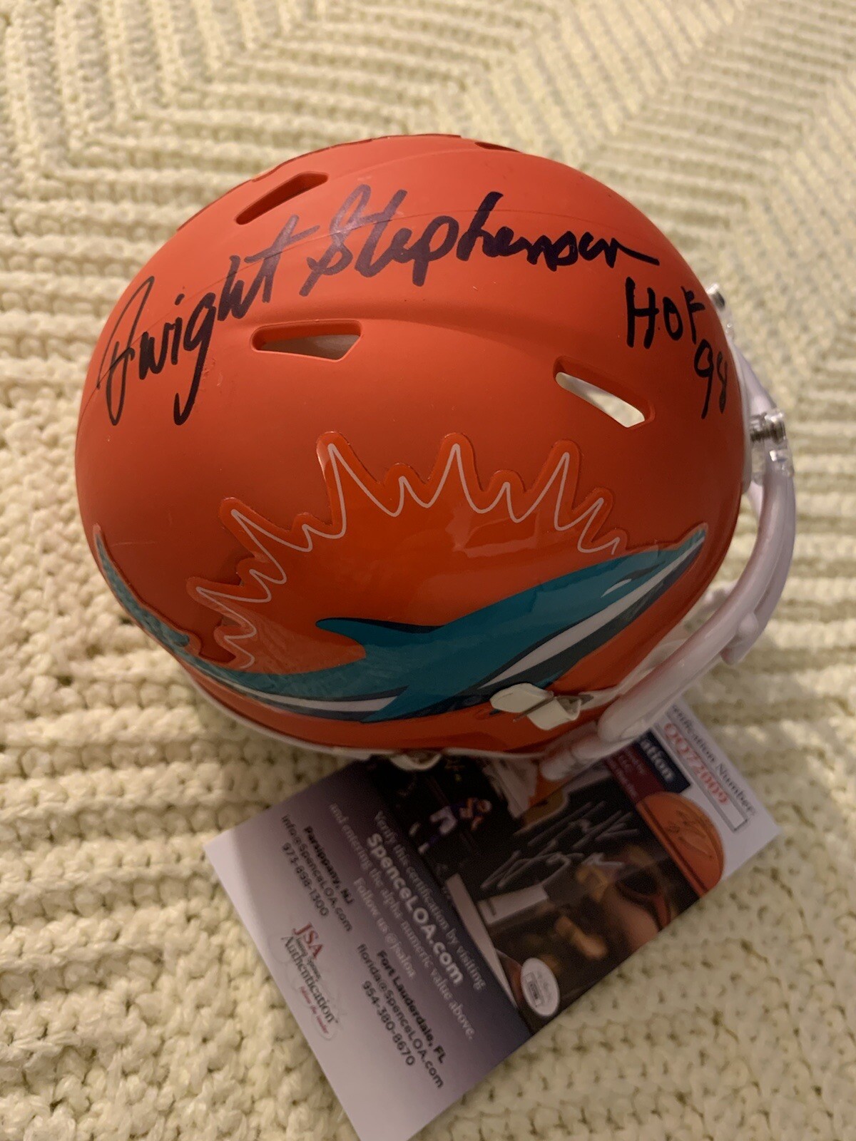 Dwight Stephenson Signed Miami Dolphins Mini Helmet Auto JSA Authentication COA
