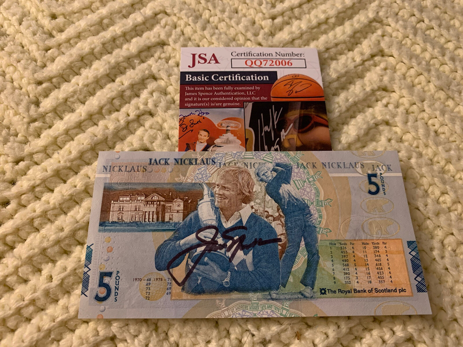 Jack Nicklaus Signed British 5 Pound Note JSA Authentication COA RBS Money Bill
