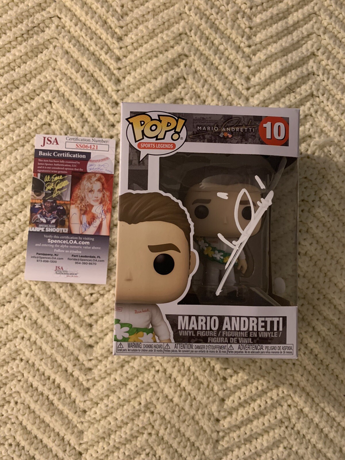 Mario Andretti Funko Pop NIB Indianapolis 500 Indy Car JSA Authentication COA
