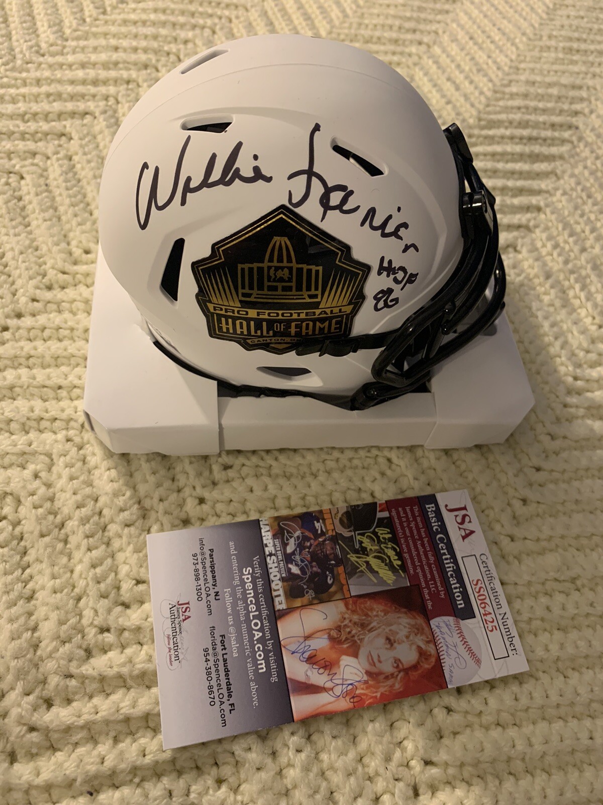 Willie Lanier Signed Mini Helmet JSA Authenticated COA Hall Of Fame Autographed
