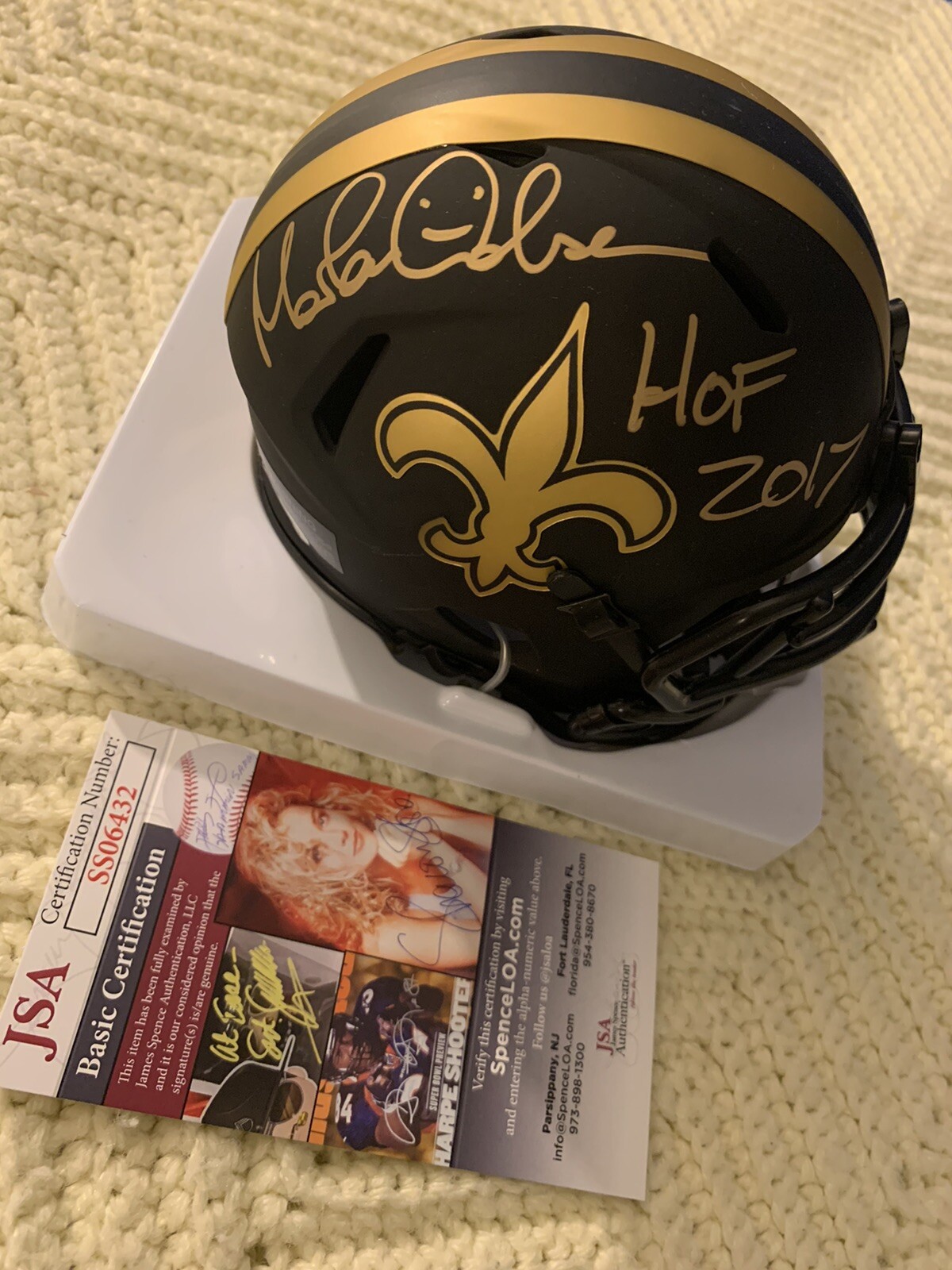 Morten Andersen Signed Mini Helmet Saints Eclipse JSA Authentication COA
