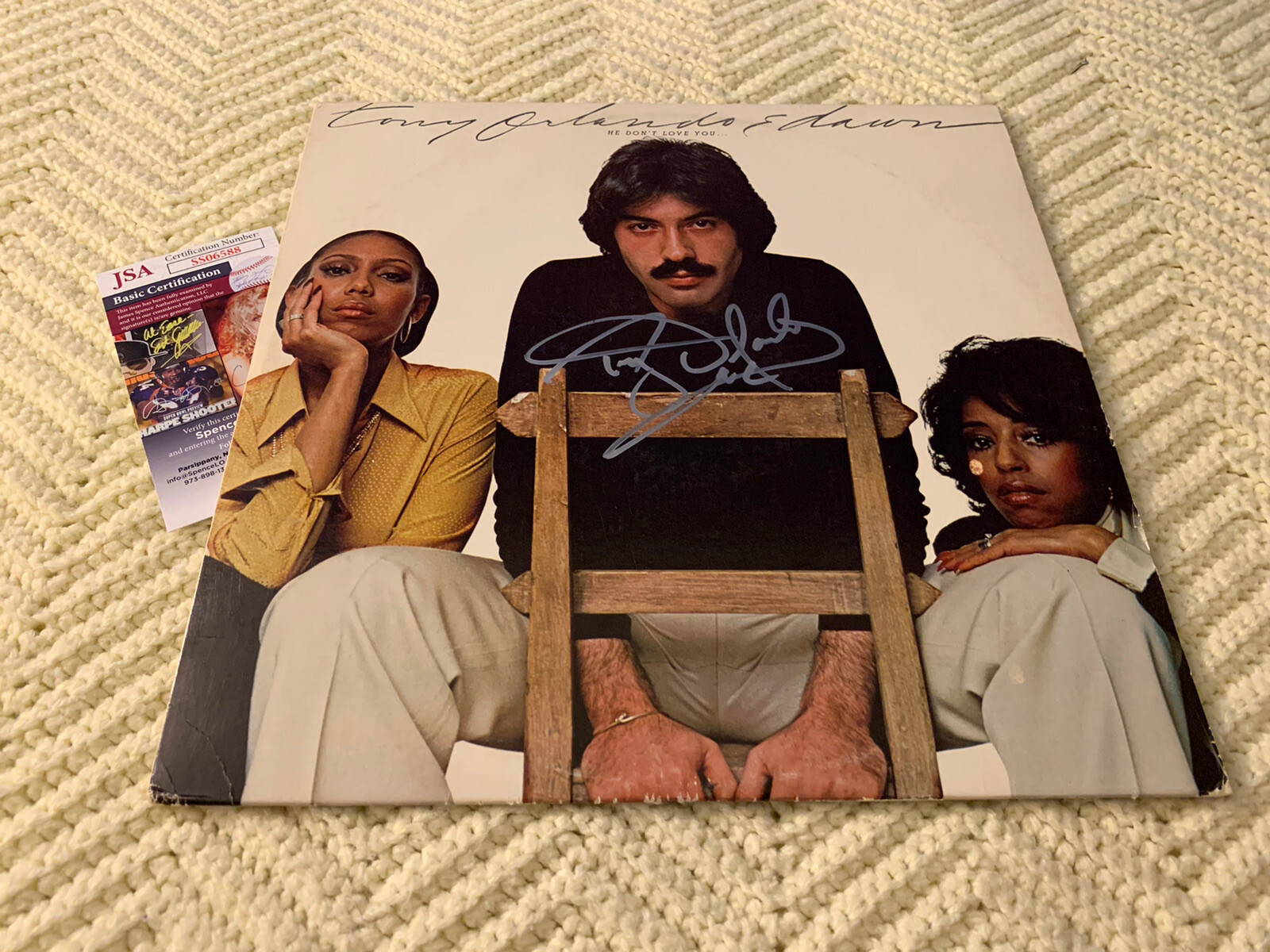 Tony Orlando SIGNED ALBUM COVER He Don’t Love You JSA Authentication COA
