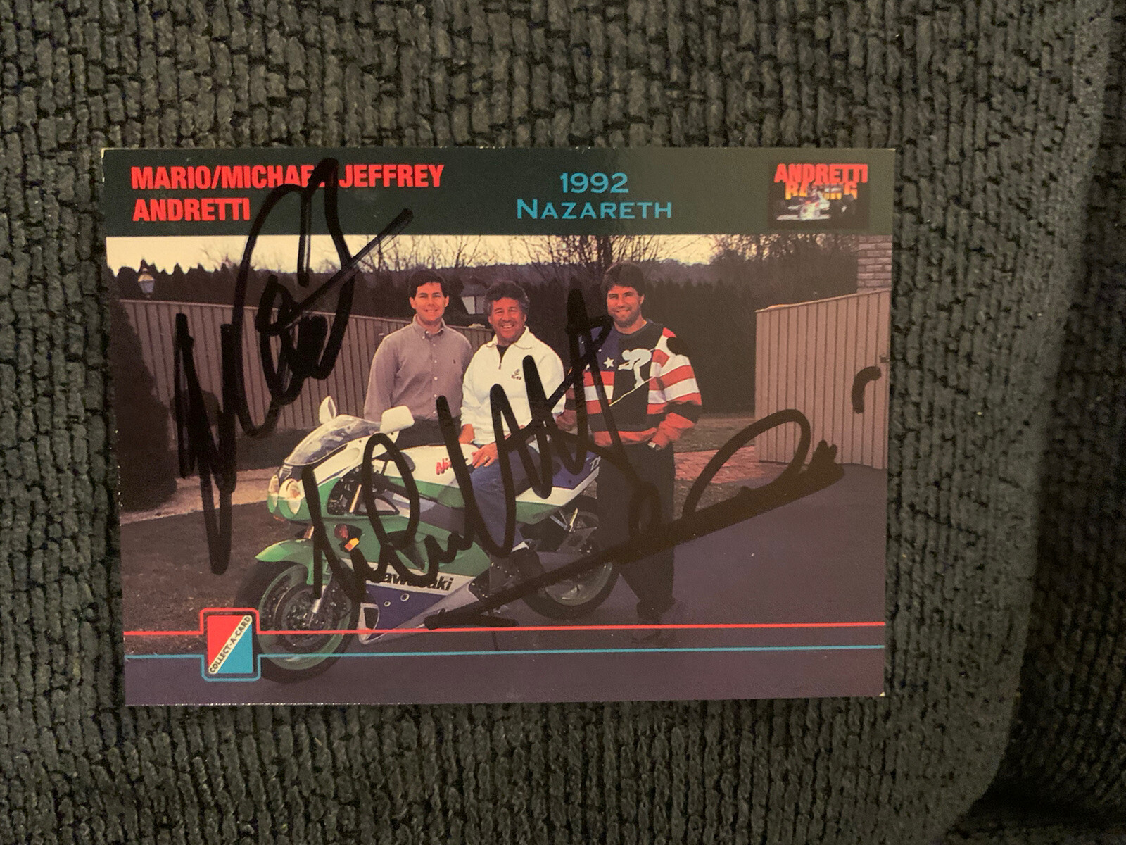 Signed Trading Card Indy 500 Car Mario & Michael & Jeff Andretti Autographed
