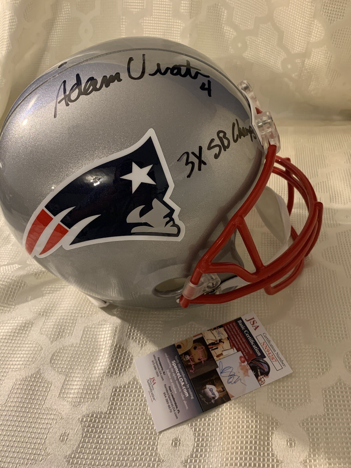 Adam Vinatieri Signed Full Size Helmet Patriots Replica FS JSA Authenticated COA
