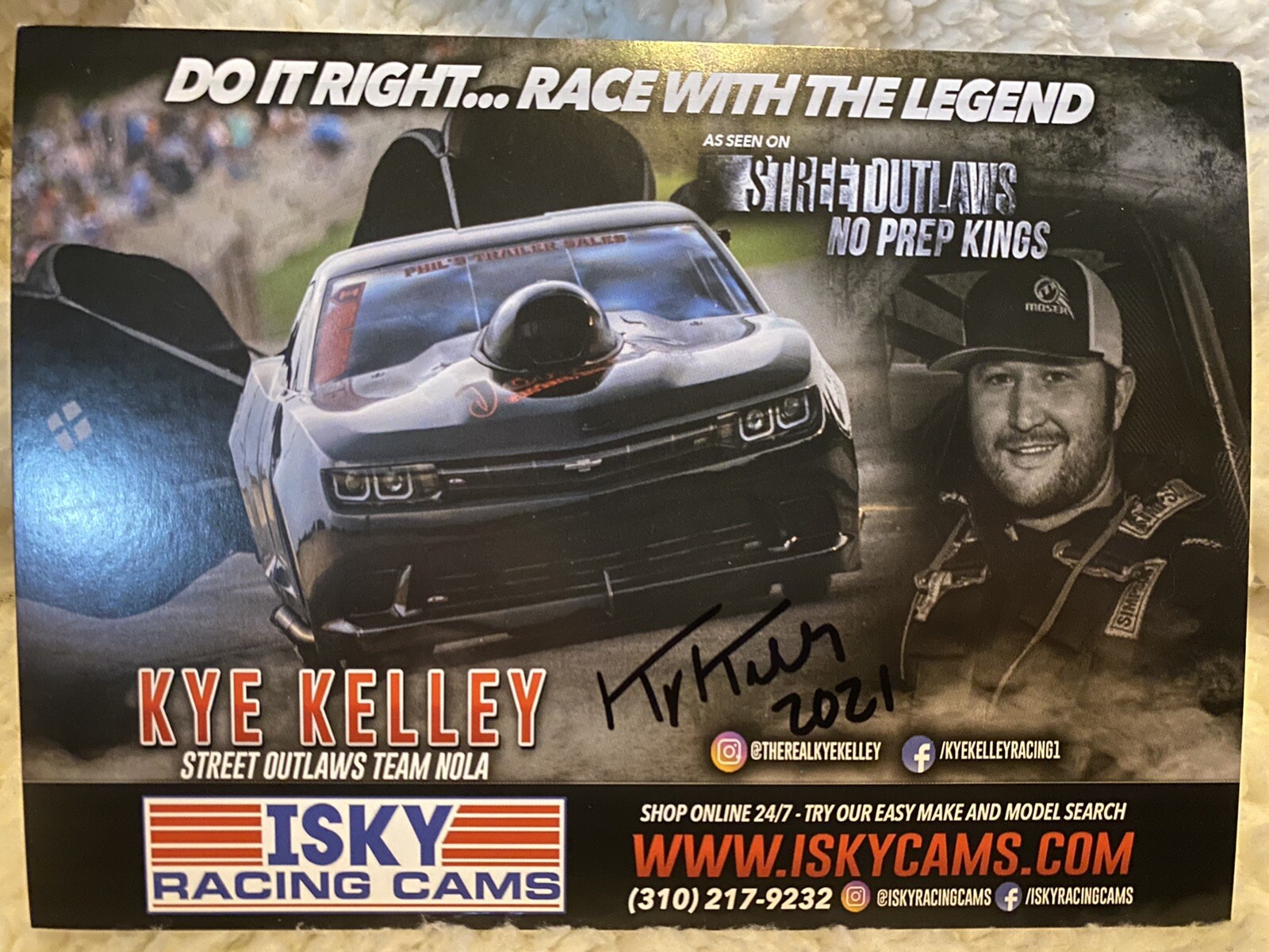 Kyle Kelly Signed Street Outlaws Promo Card 2021 PRI
