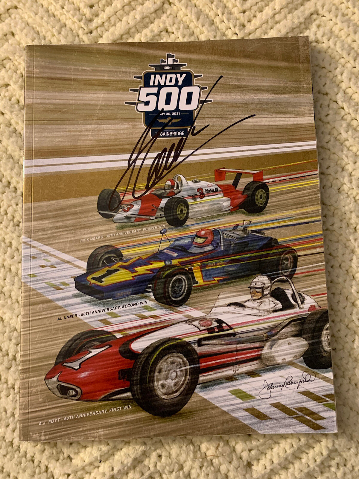 Helio Castroneves 2021 Indy 500 Program Signed Indianapolis Autographed 4th Win!
