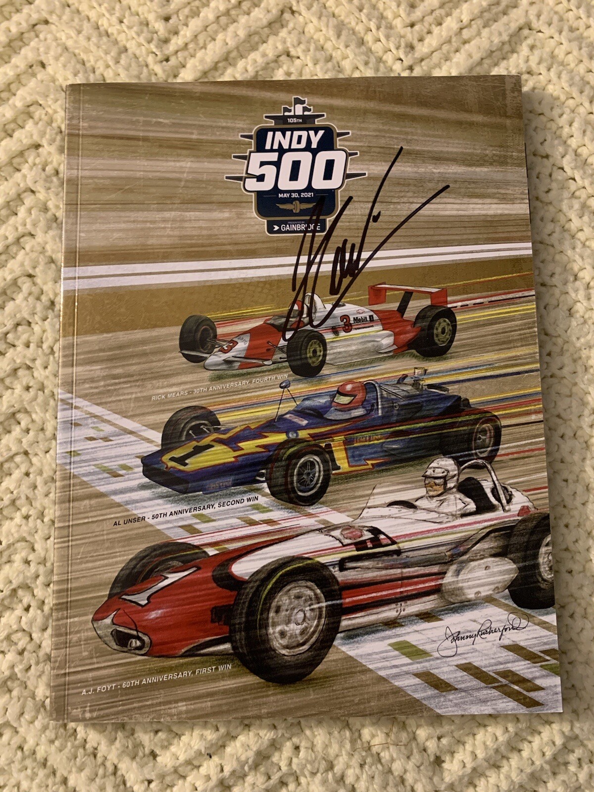 Helio Castroneves 2021 Indy 500 Program Signed Indianapolis Autographed 4th Win!
