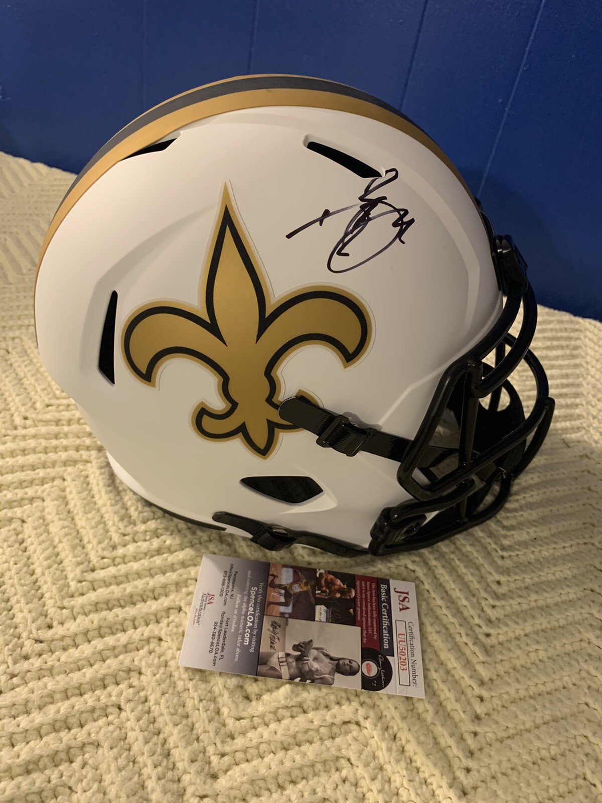 Drew Brees Signed Full Size Helmet Replica Lunar Eclipse JSA Authenticated COA
