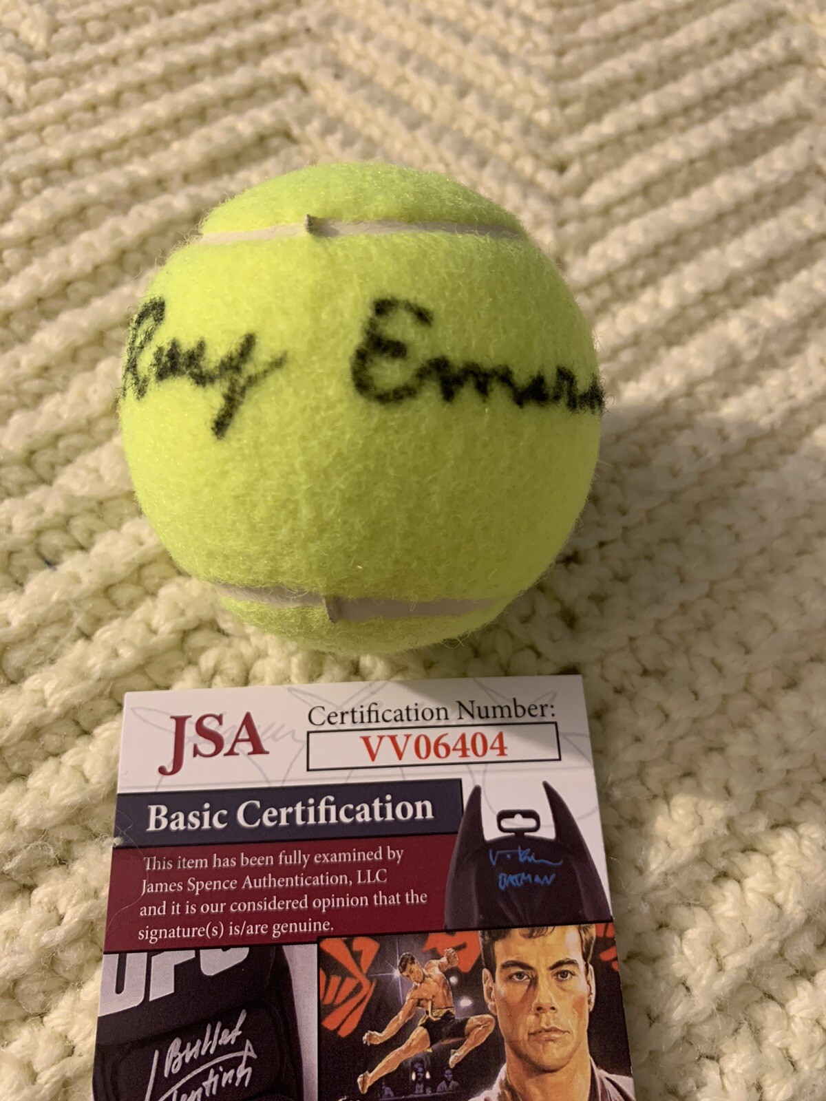 Roy Emerson Signed Tennis Ball Autographed JSA Authentication COA
