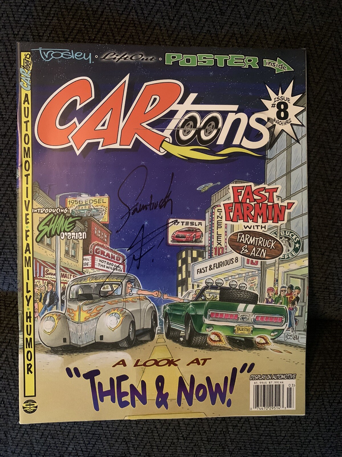 Farmtruck & AZN Signed Magazine Cartoons Comic Book Autographed Street Outlaws
