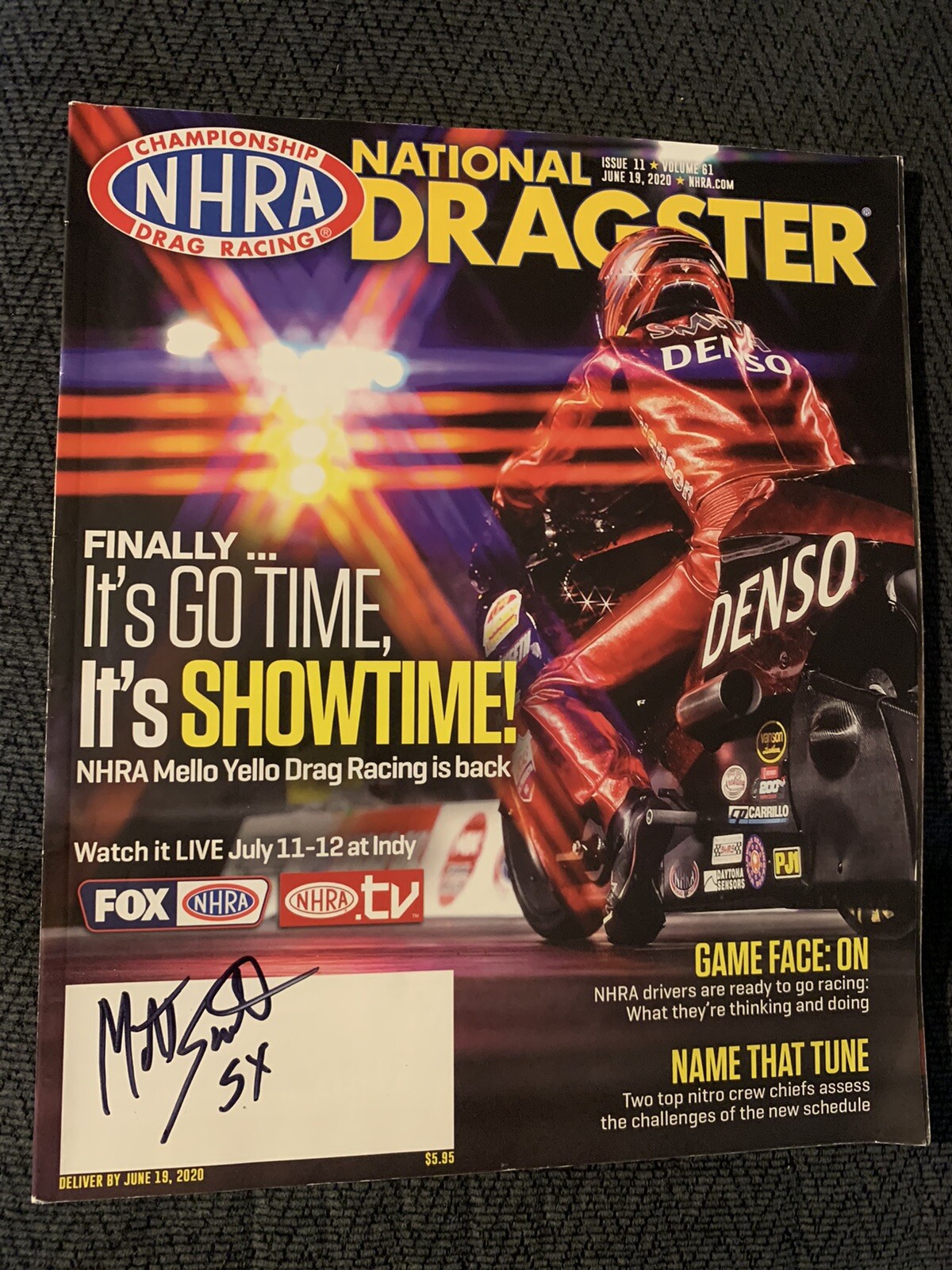 Autographed Matt Smith Signed NHRA Magazine Drag Racing
