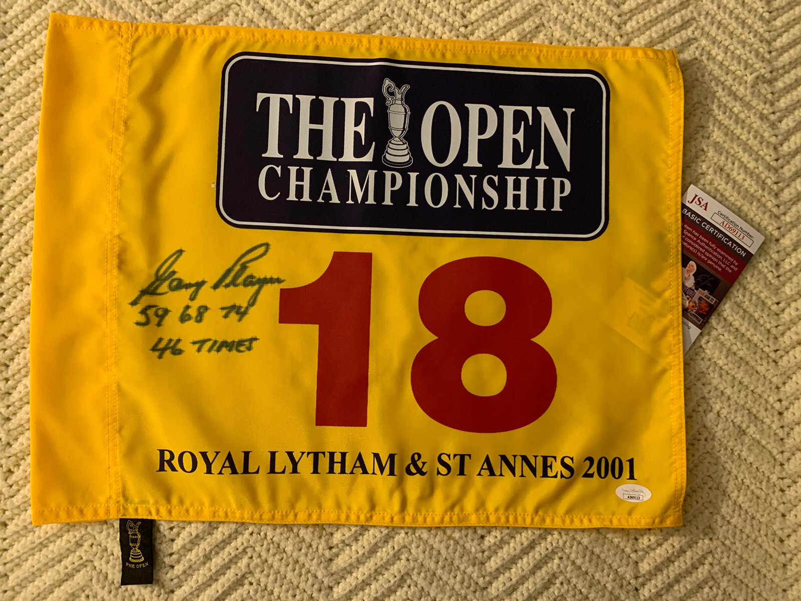 Gary Player SIGNED The British Open Golf Flag JSA Authenticated COA 2001 Final 1
