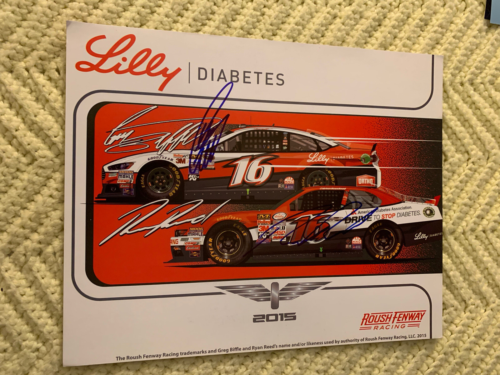 Greg Biffle & Ryan Reed Signed Promo Hero Card Autographed Lilly
