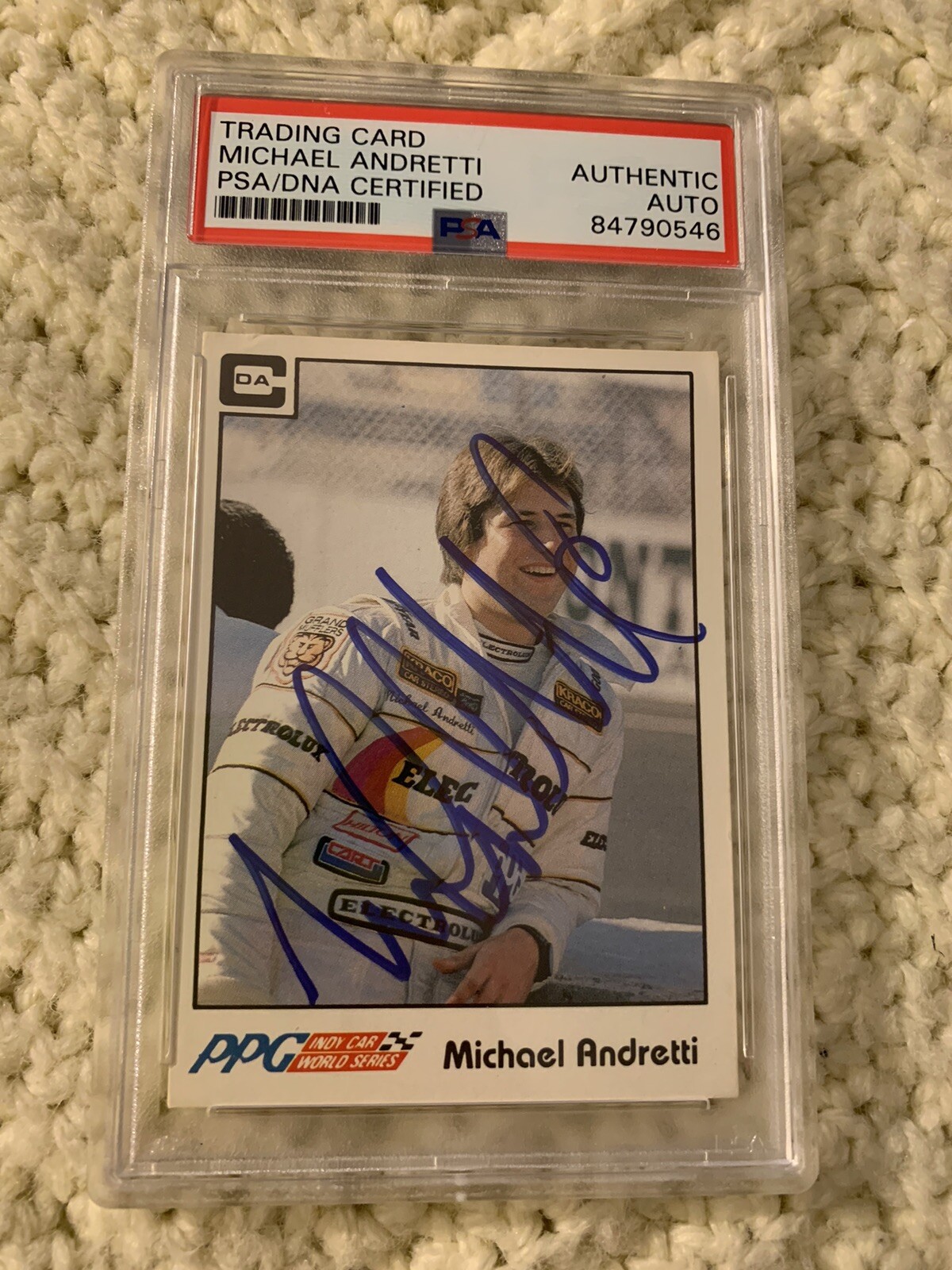 Michael Andretti Signed 1984 PPG Indy Car Card #36 PSA /DNA Slab COA RC Rookie

