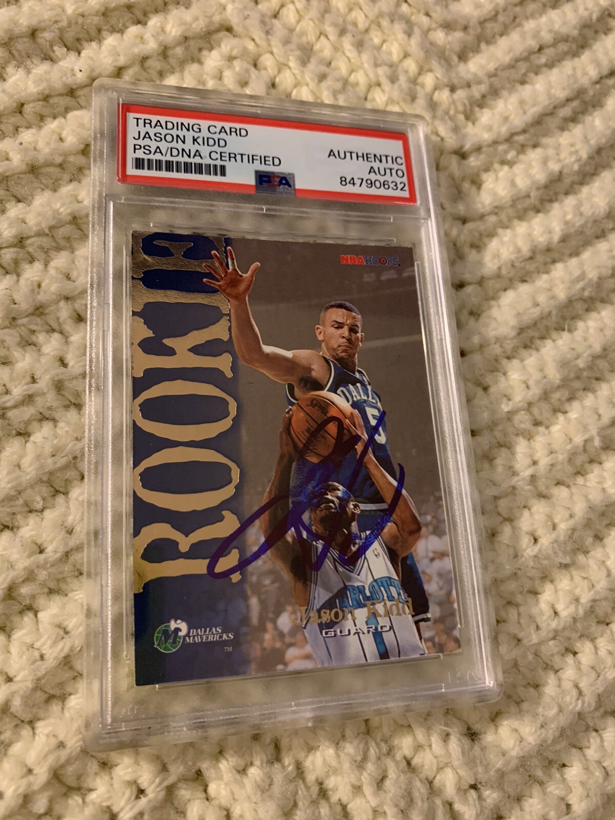 Jason Kidd Signed 1994-95 Hoops Card #317 PSA /DNA Slab COA RC Rookie Autograph
