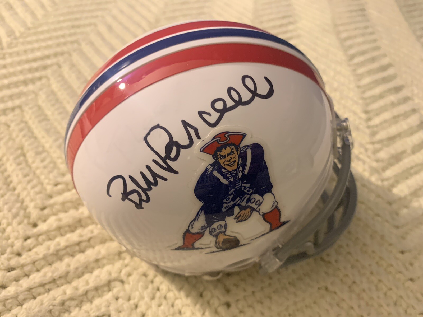 Bill Parcells Signed Patriots Mini Helmet Autographed See Description
