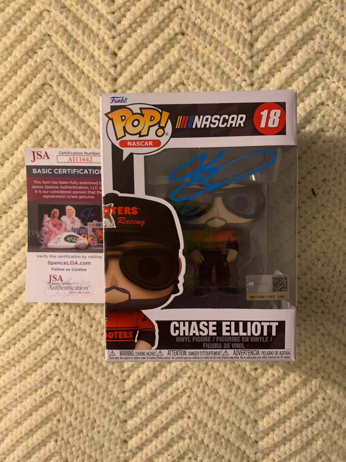 Chase Elliott Signed Funko Pop 18 JSA Authentication COA Nascar Hooters
