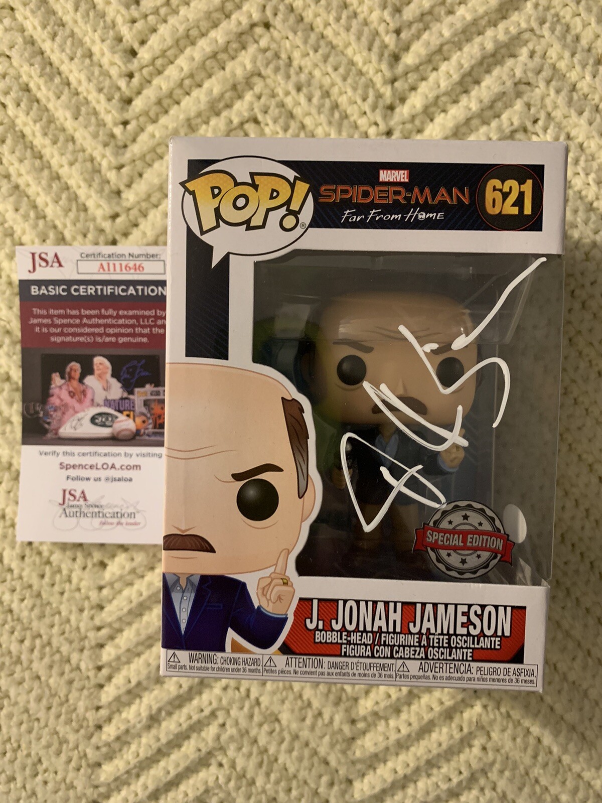 J K Simmons signed Funko Pop Spider Man 621 JSA Authentication J Jonah Jameson
