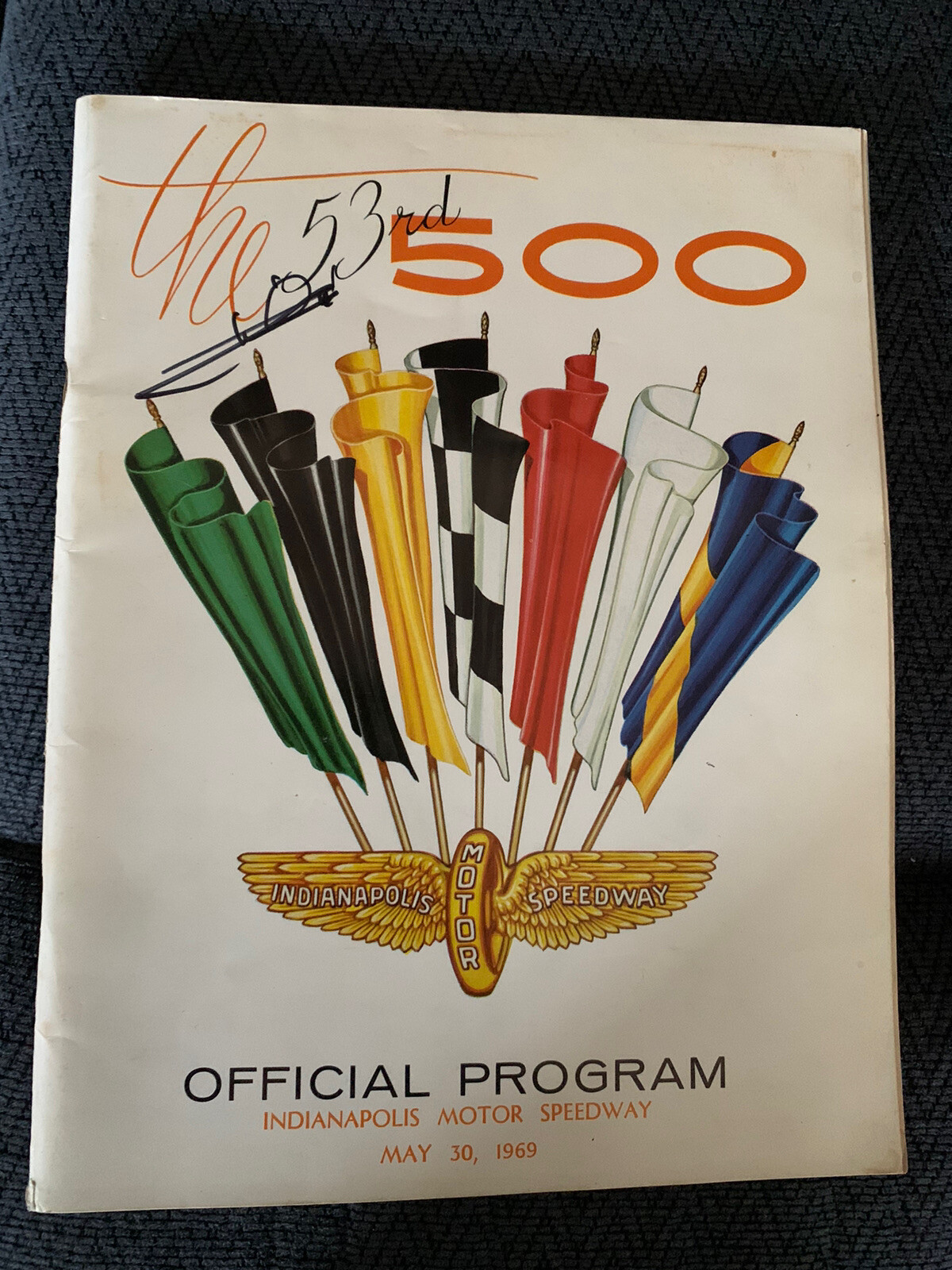 1969 INDY 500 PROGRAM SIGNED BY WINNER MARIO ANDRETTI AUTOGRAPHED COLLECTIBLE MEMORABILIA