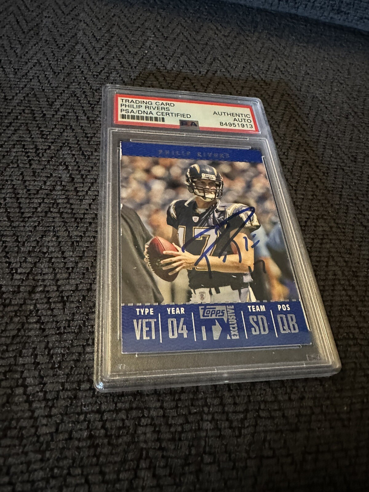 Phillip Rivers Signed 2007 Topps Xclusive #8 Card PSA /DNA Slab COA Chargers
