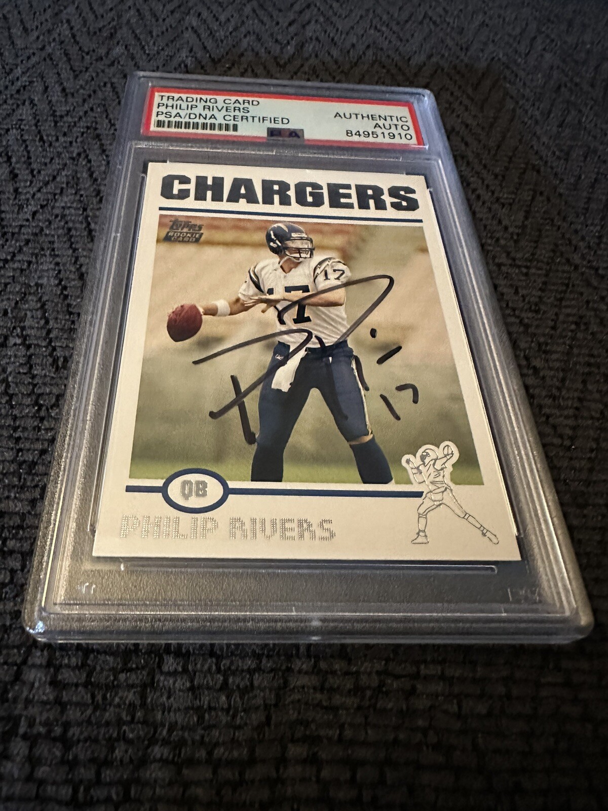 Phillip Rivers Signed 2004 Topps RC #375 Card PSA /DNA Slab COA Chargers Rookie
