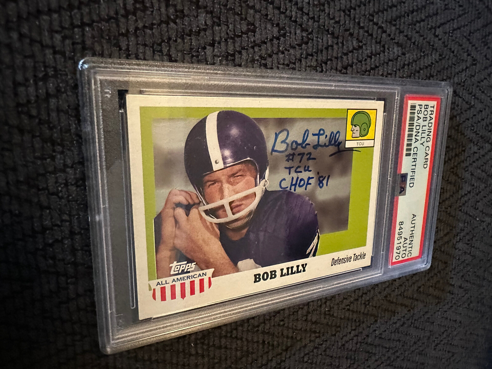 Bob Lilly Signed Topps All-American #26 Card PSA /DNA Slab COA
