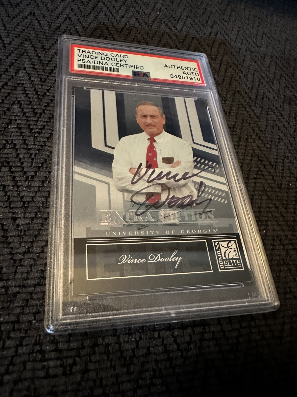 Vince Dooley Signed 2007 Donruss Elite Extra #76 Card PSA /DNA Slab COA
